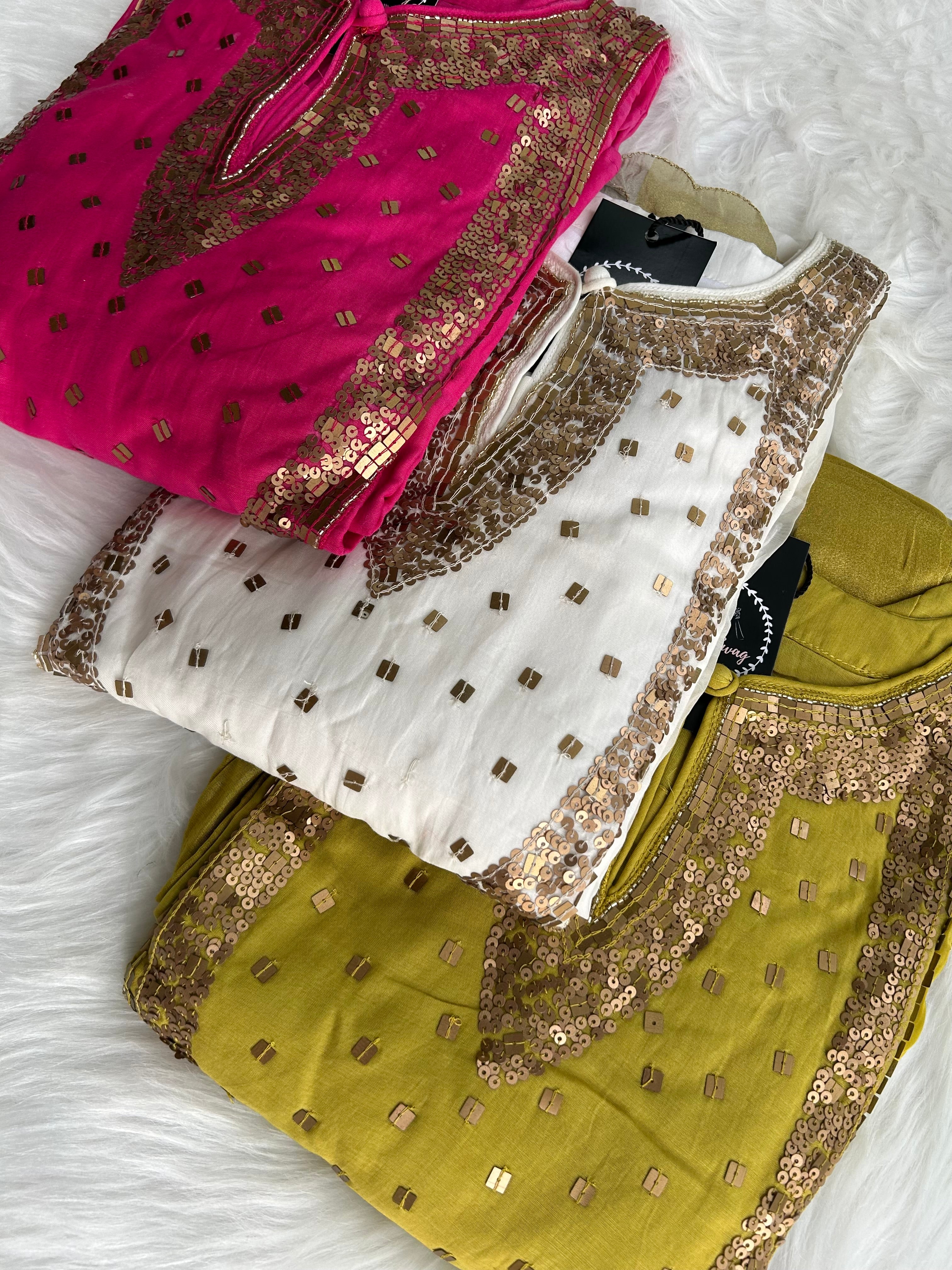 “ROSHNI” Mul Chanderi Sequence Embellished Suit Set ✨💕 | KurtiSwag