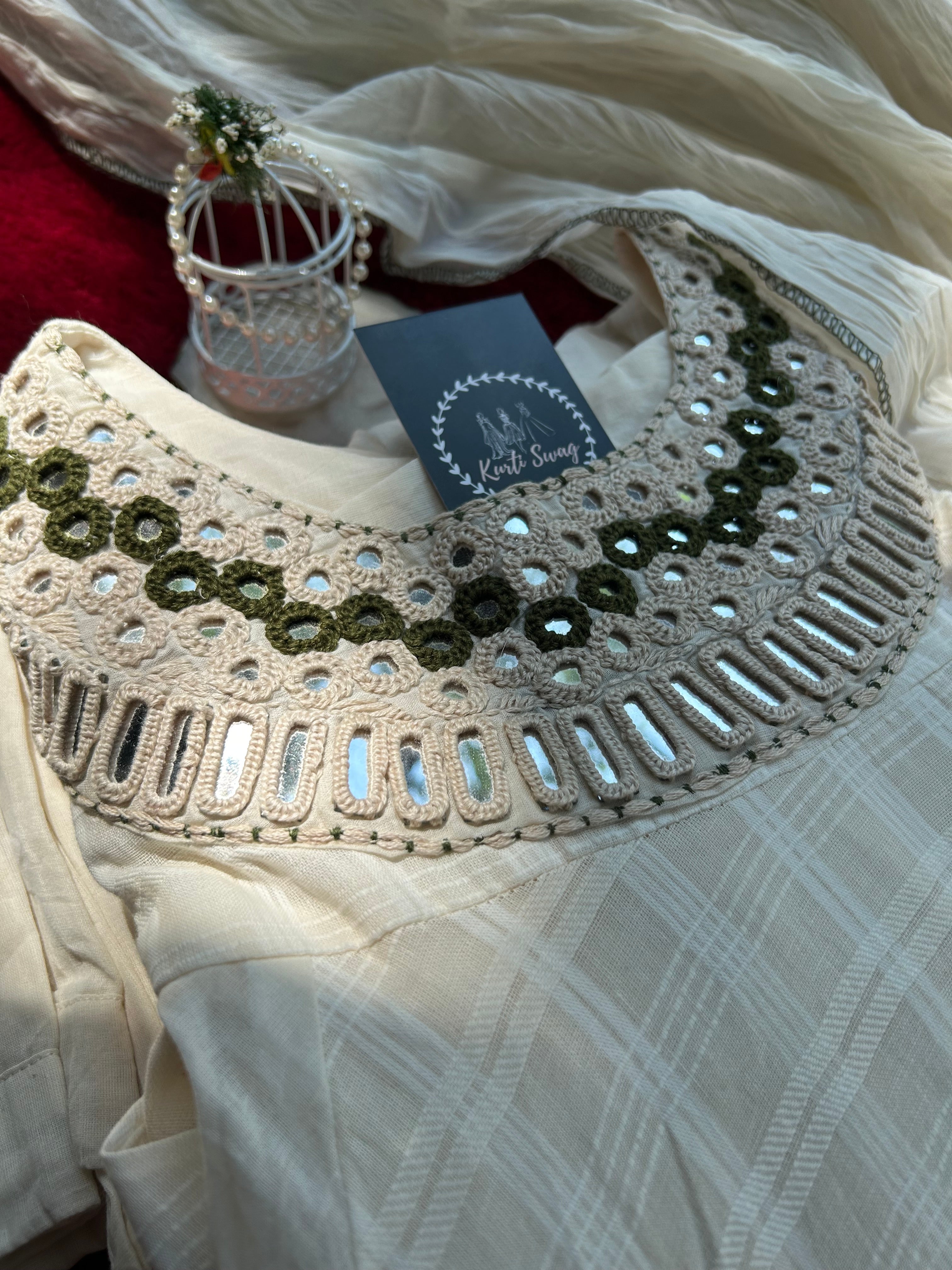 “IRANI” Premium Mul Chanderi Mirror Work Suit Set ✨ | KurtiSwag