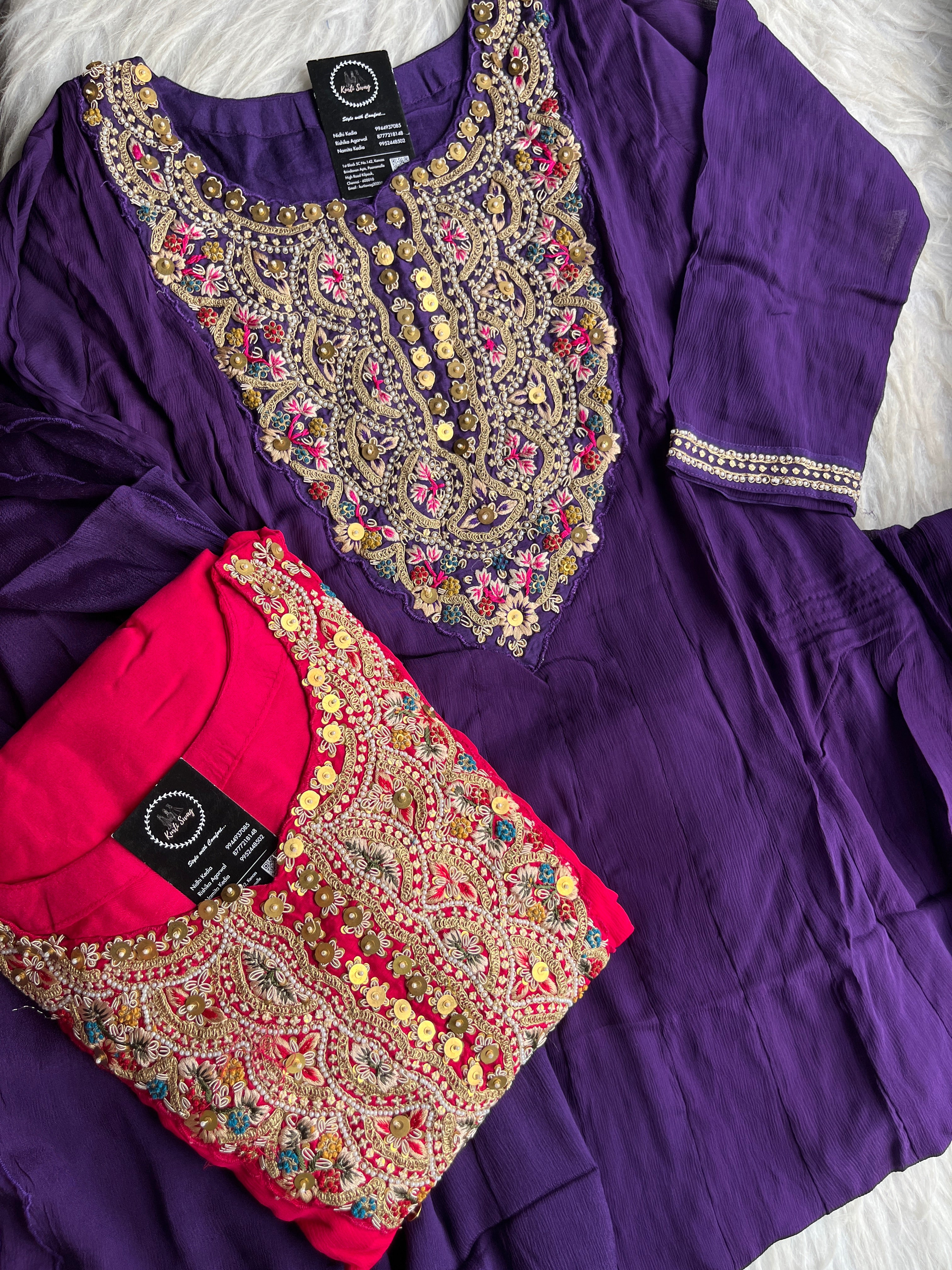 “SHRADDHA” Premium Georgette Handwork Anarkali Suit 💕✨ | KurtiSwag