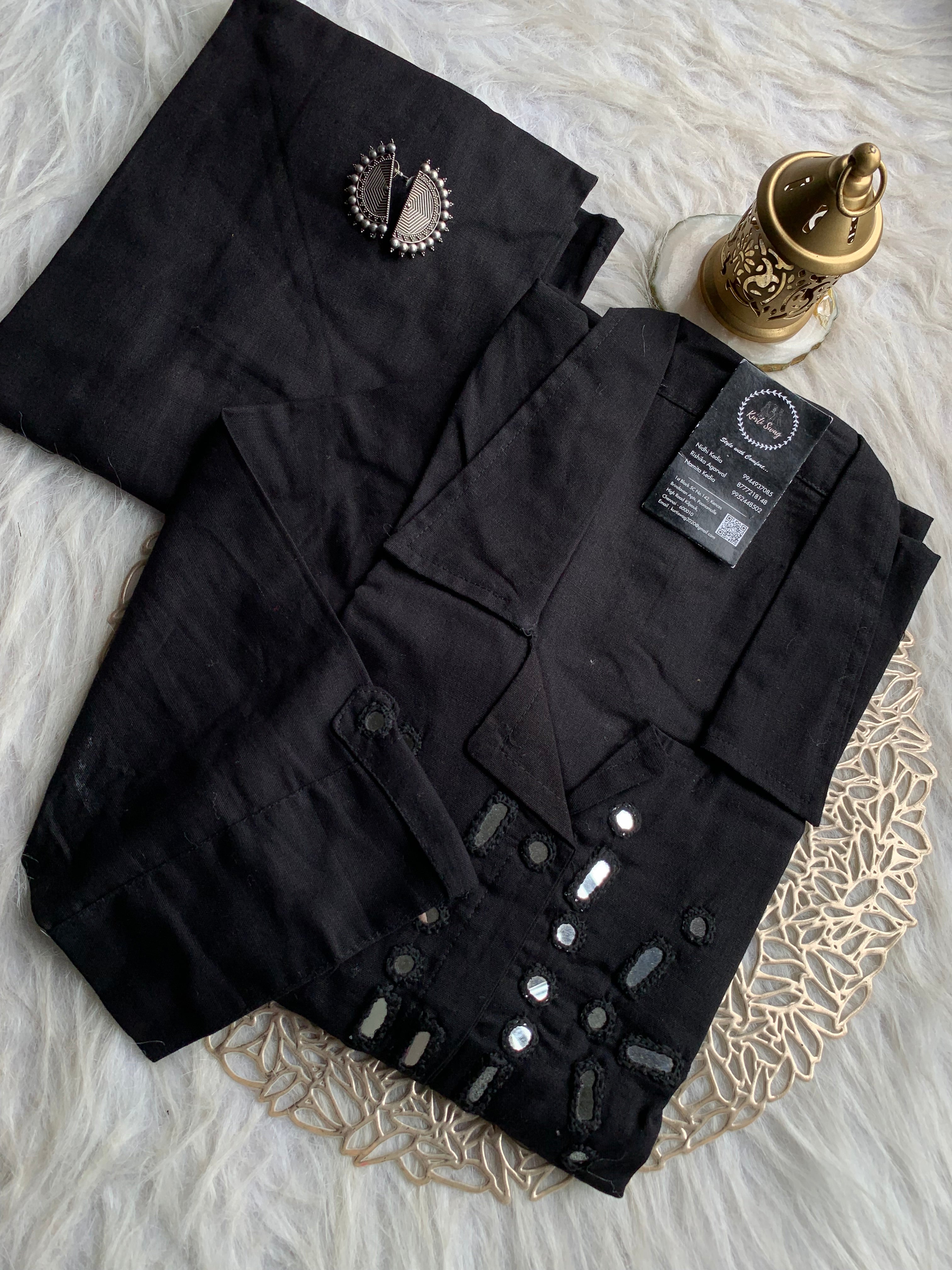 “SAANJH” Premium Mirror Work Cotton Kurta and Pant Set | KurtiSwag