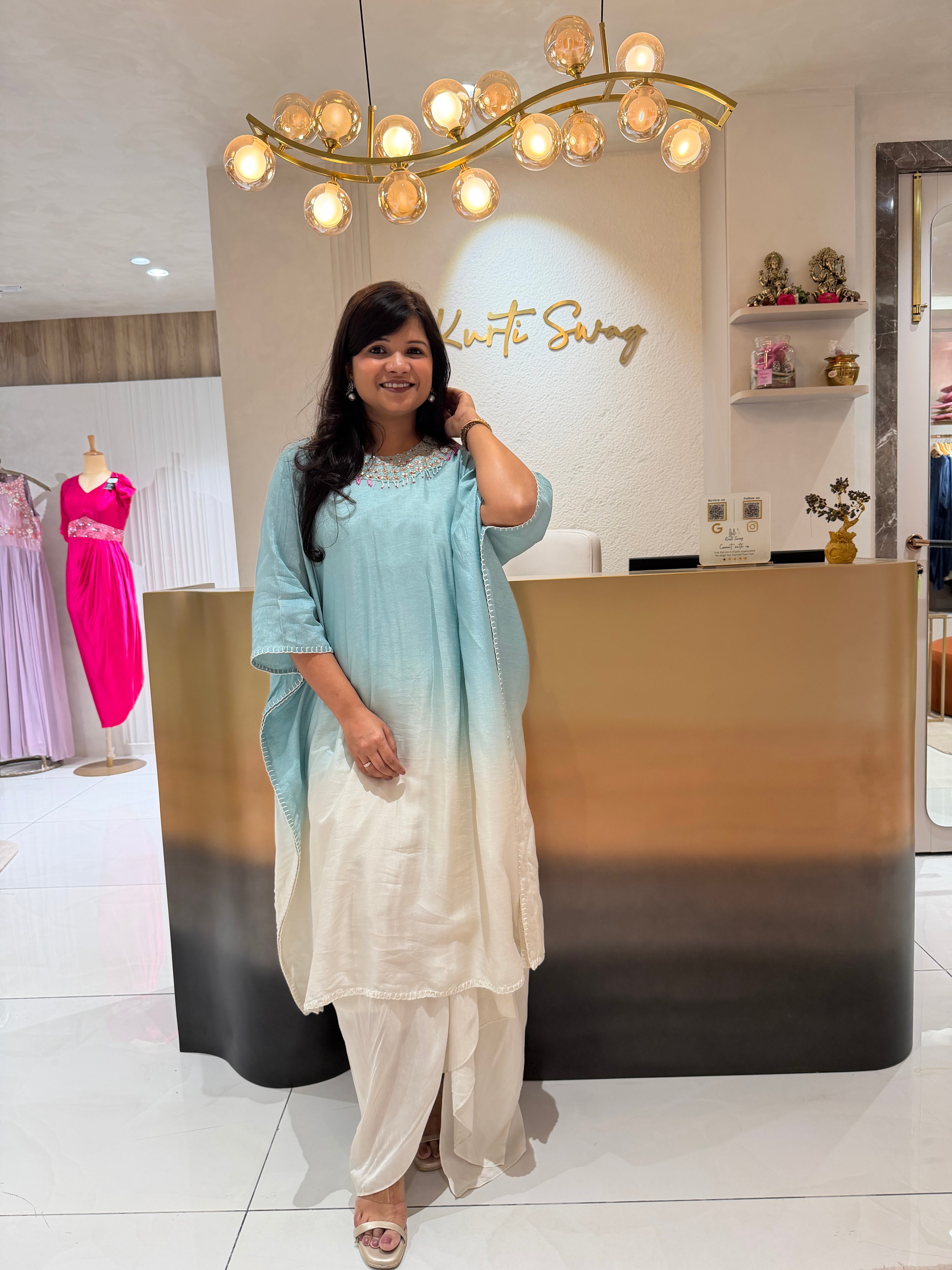 “DEEKSHA” Ombre Gota Set with Drape Skirt ✨💕 | KurtiSwag