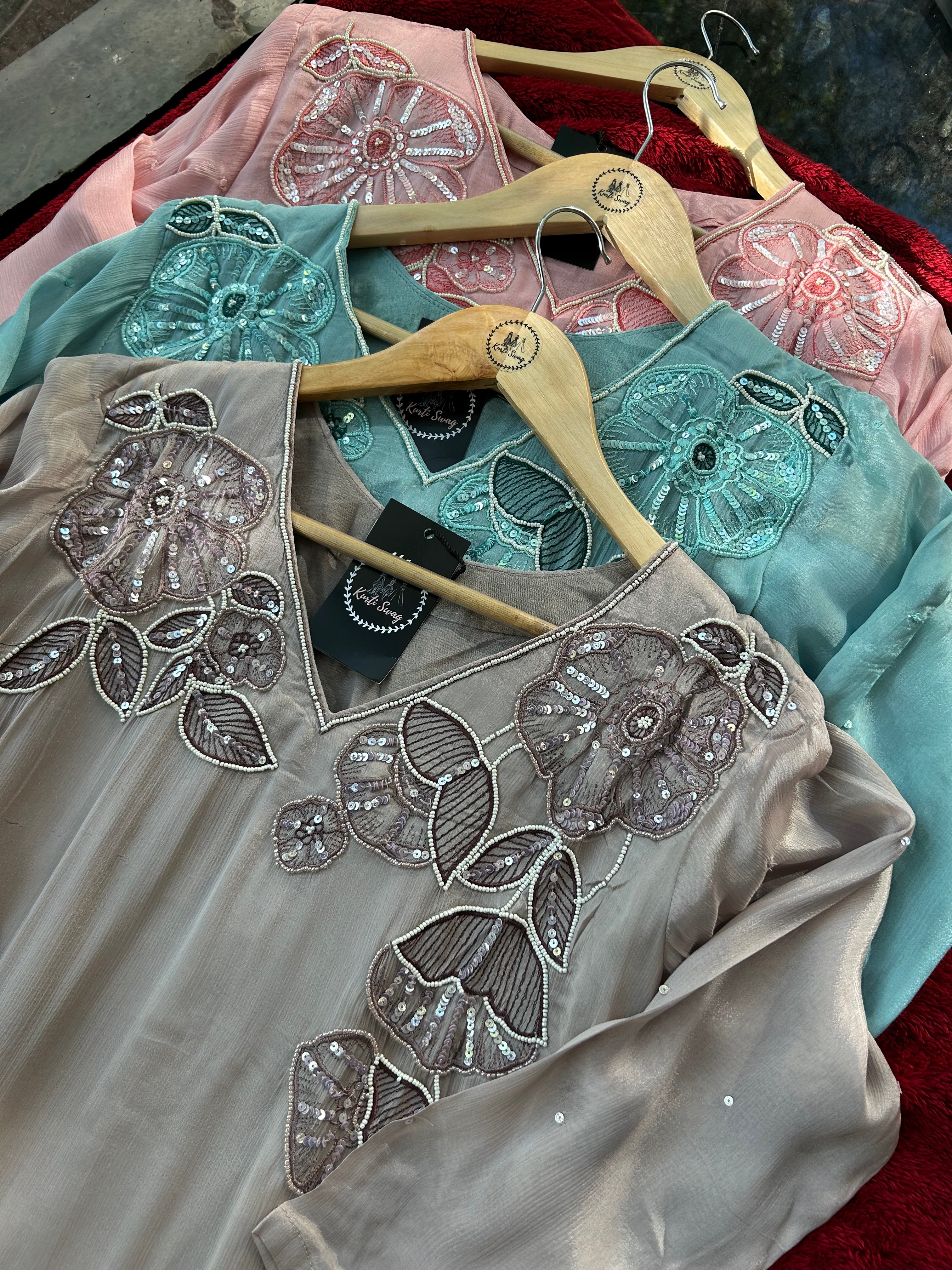 “DHARA” Chinnon Designer Suit Set ✨💕 | KurtiSwag