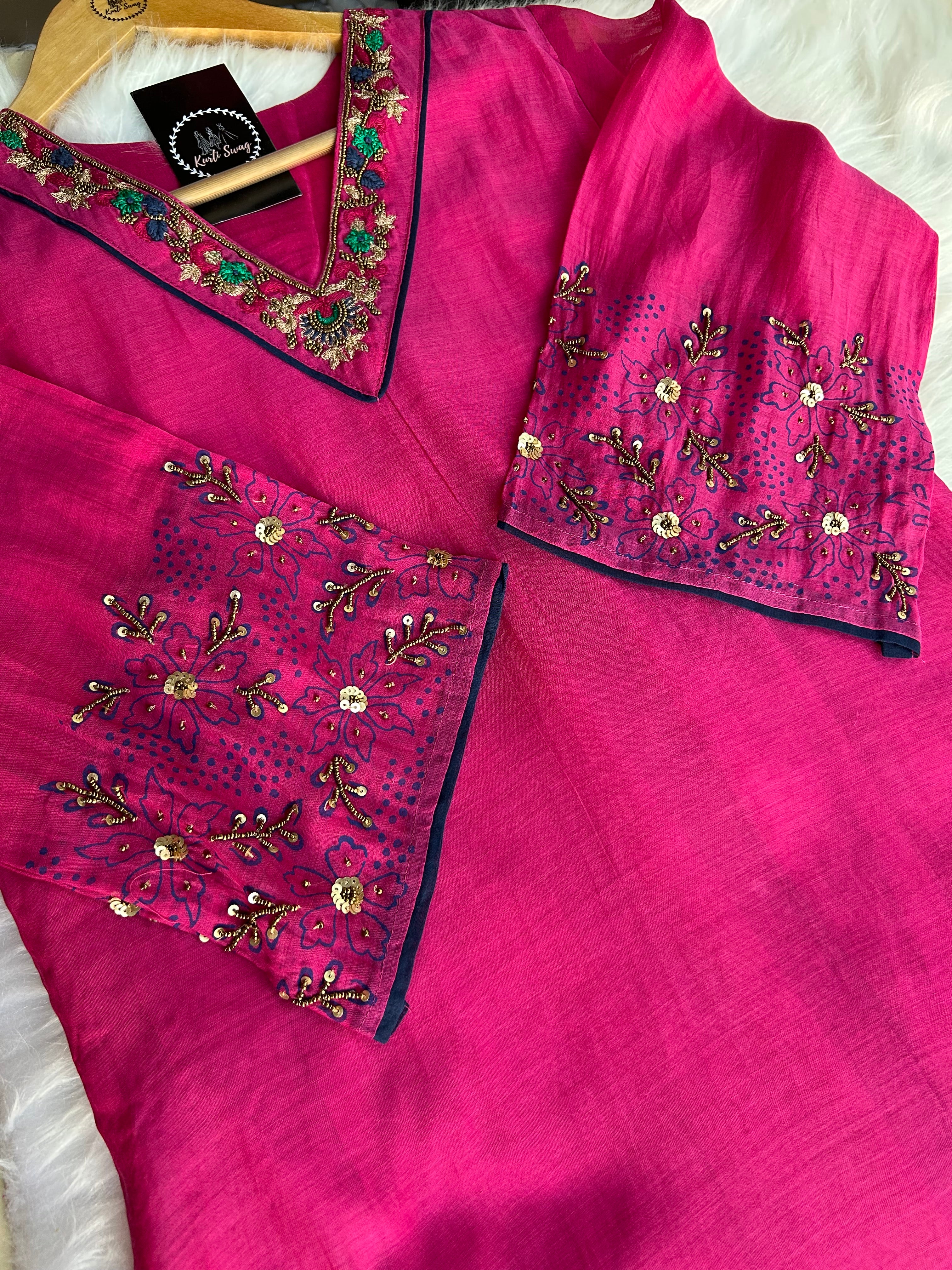 “KOMAL” Mul Chanderi Kurta Set | KurtiSwag