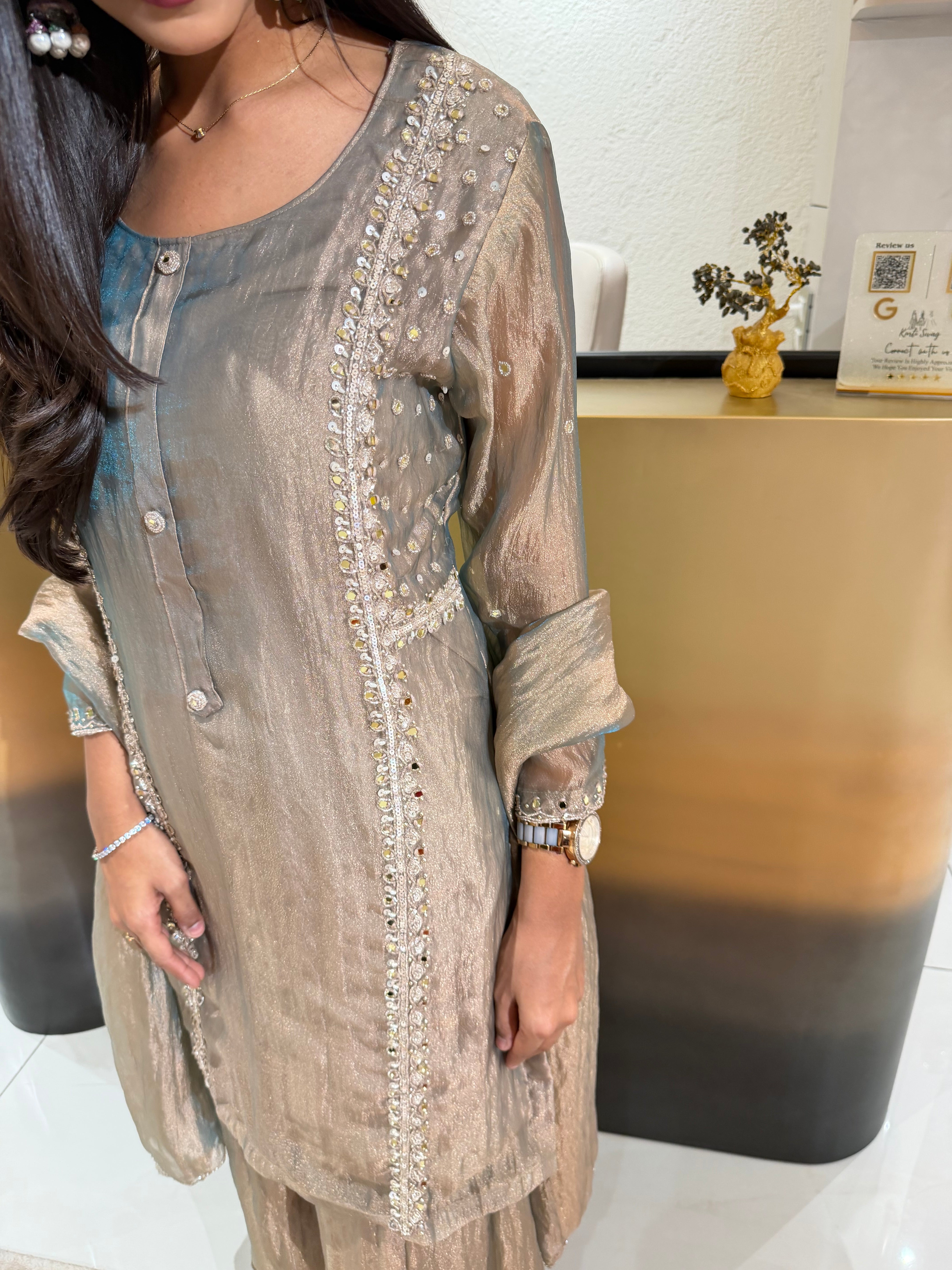 “KAJOL” Premium Glass Tissue Sharara Set ✨ | KurtiSwag
