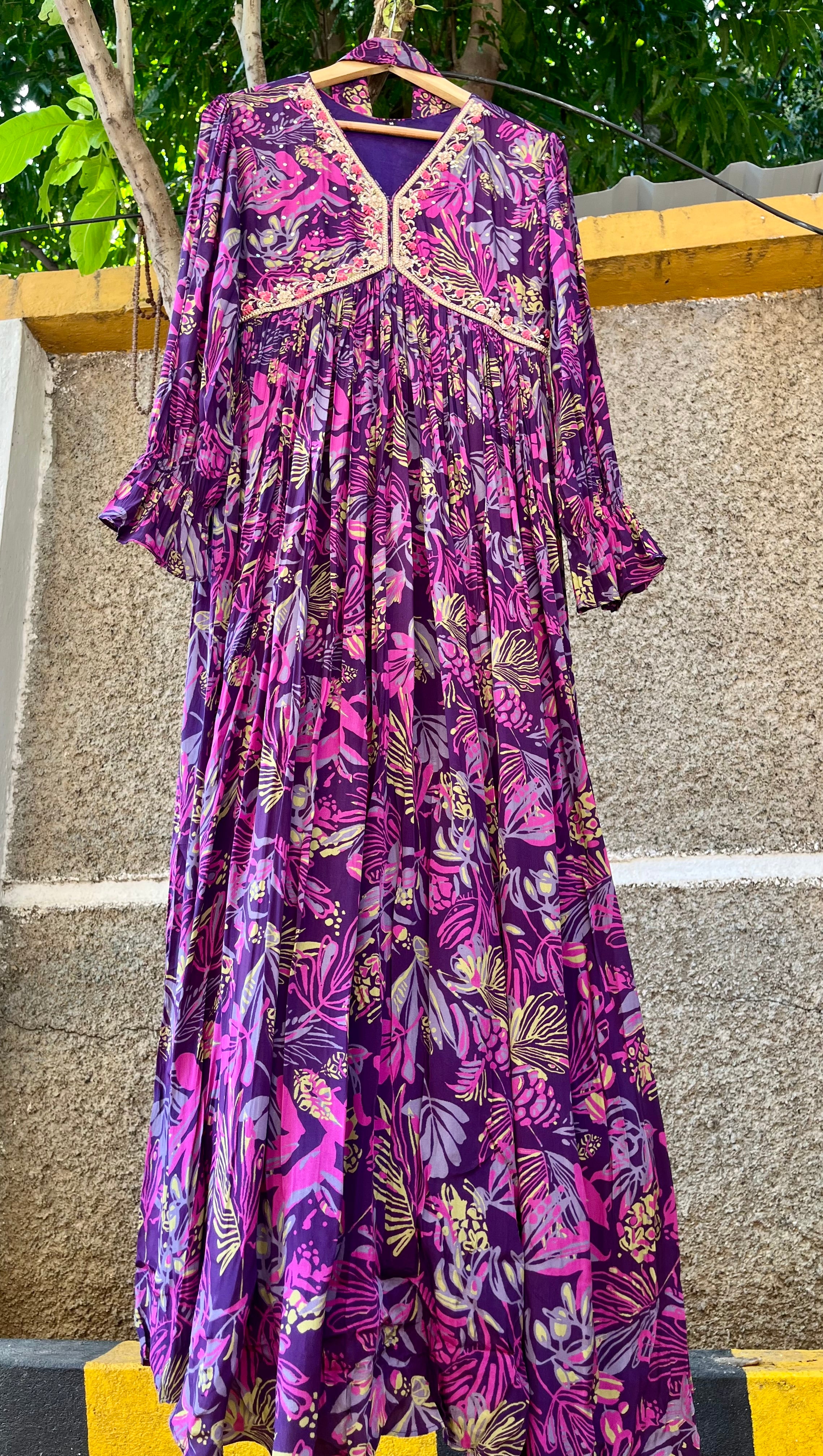 “PURPLE LUSH” Premium Muslin Gowns 💜 | KurtiSwag