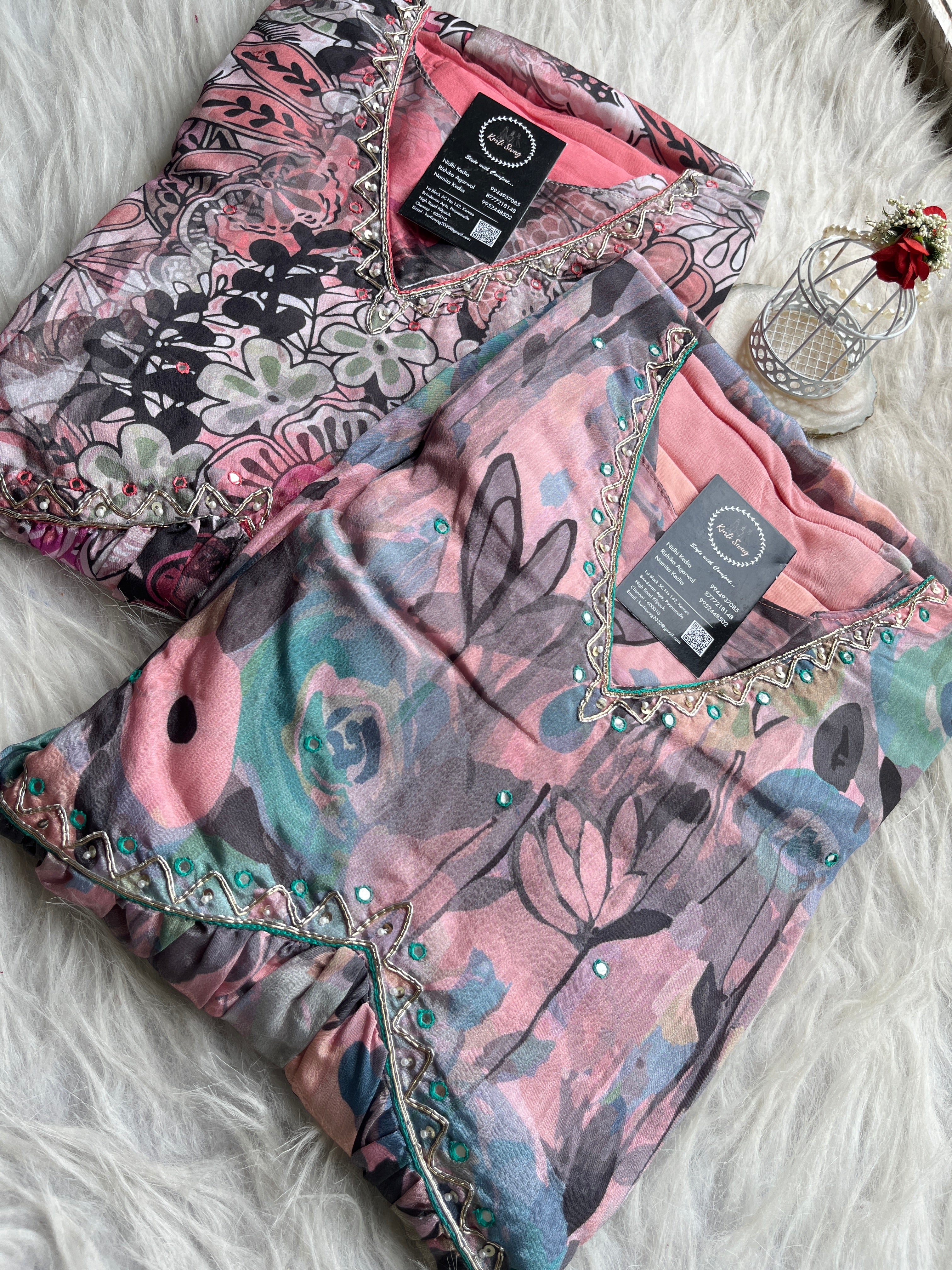 “SAIRA” Chinnon Digital Print Alia Suit Set ✨💕 | KurtiSwag