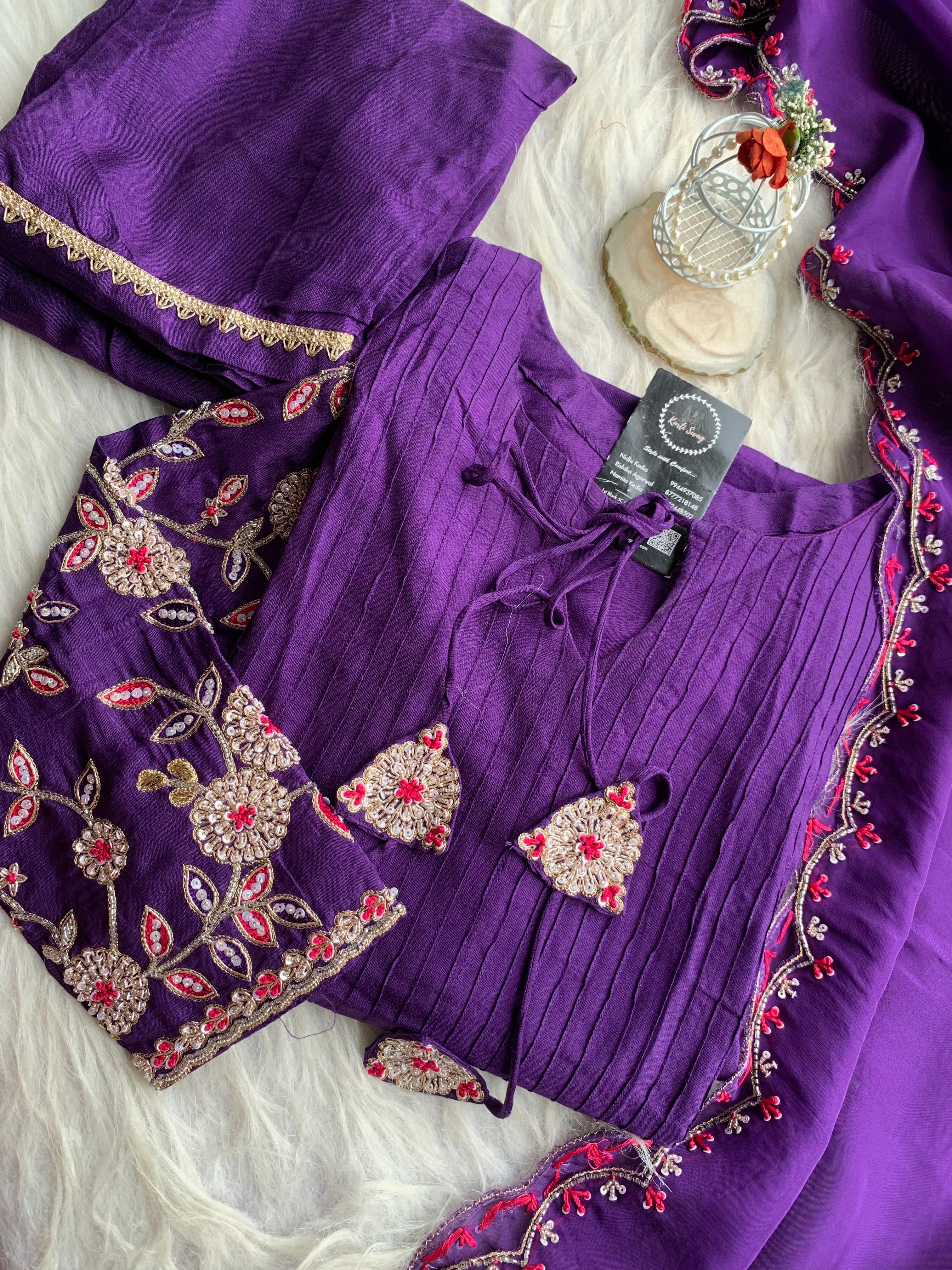 “SON CHIDYA” Premium Dola Silk Kurta With Handwork | KurtiSwag