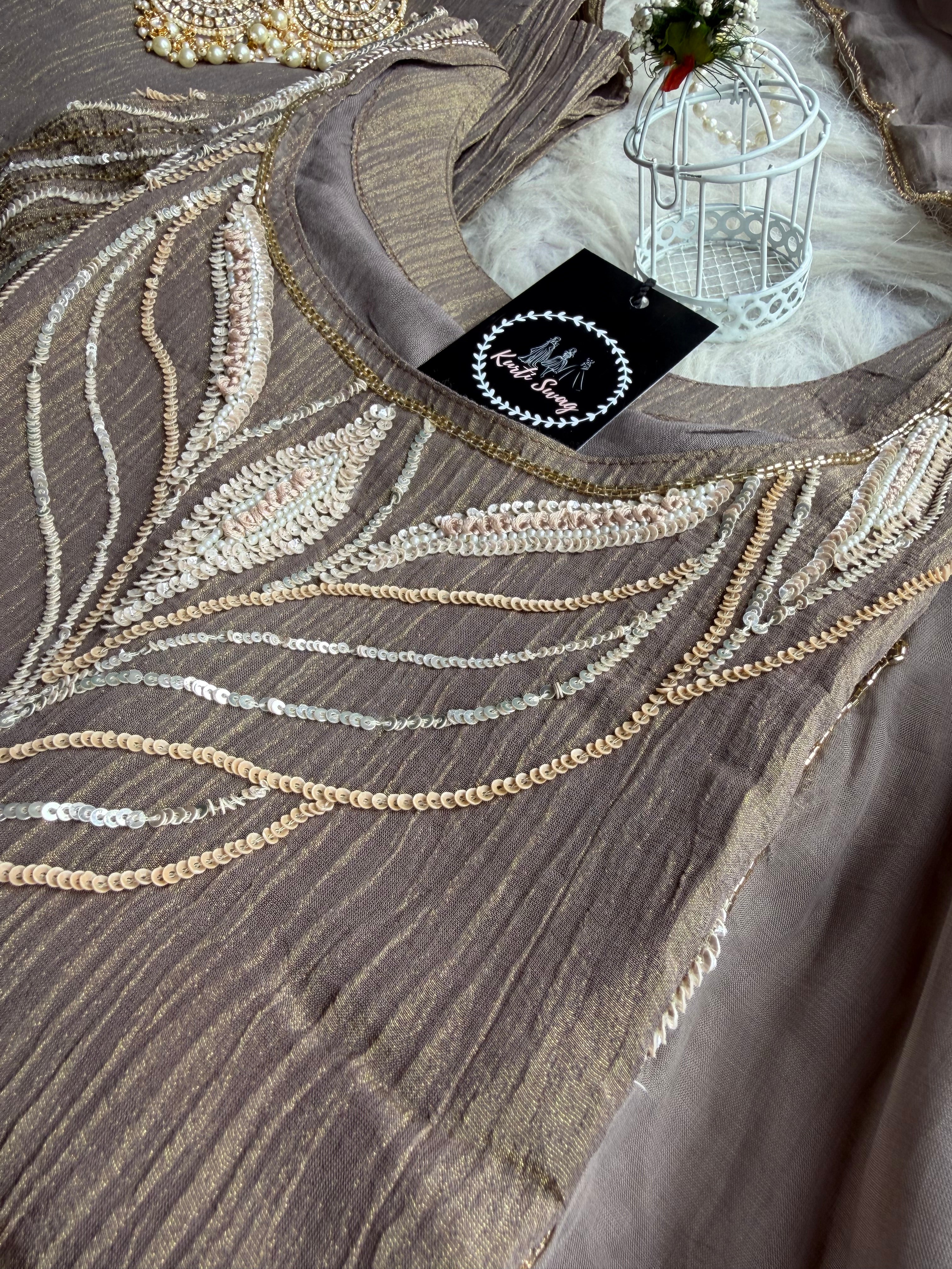 “NEHAL” Crush Tissue Suit Set ✨💕 | KurtiSwag