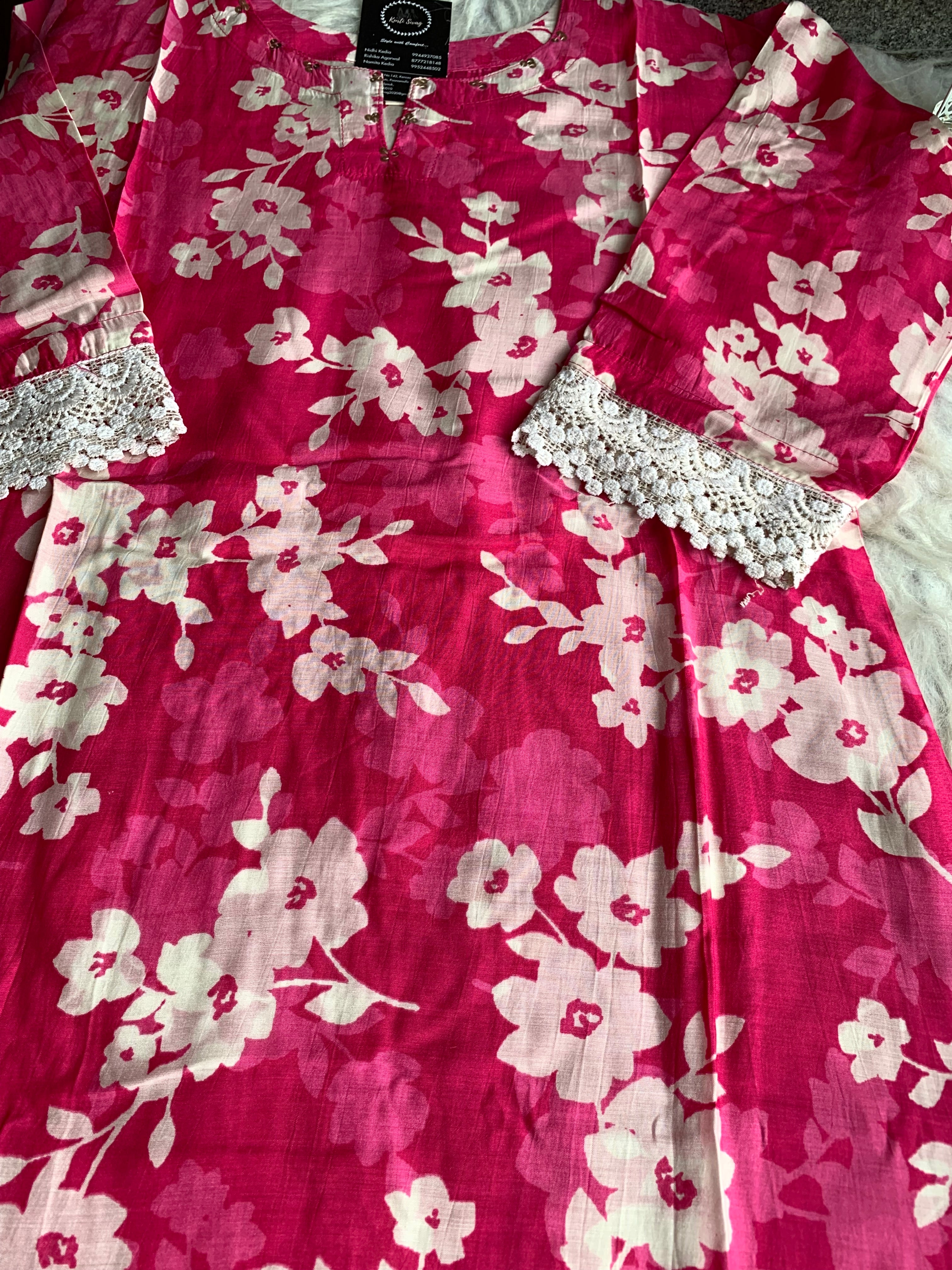 “SUNAINA” Floral Muslin Kurta Pant Set ✨ | KurtiSwag