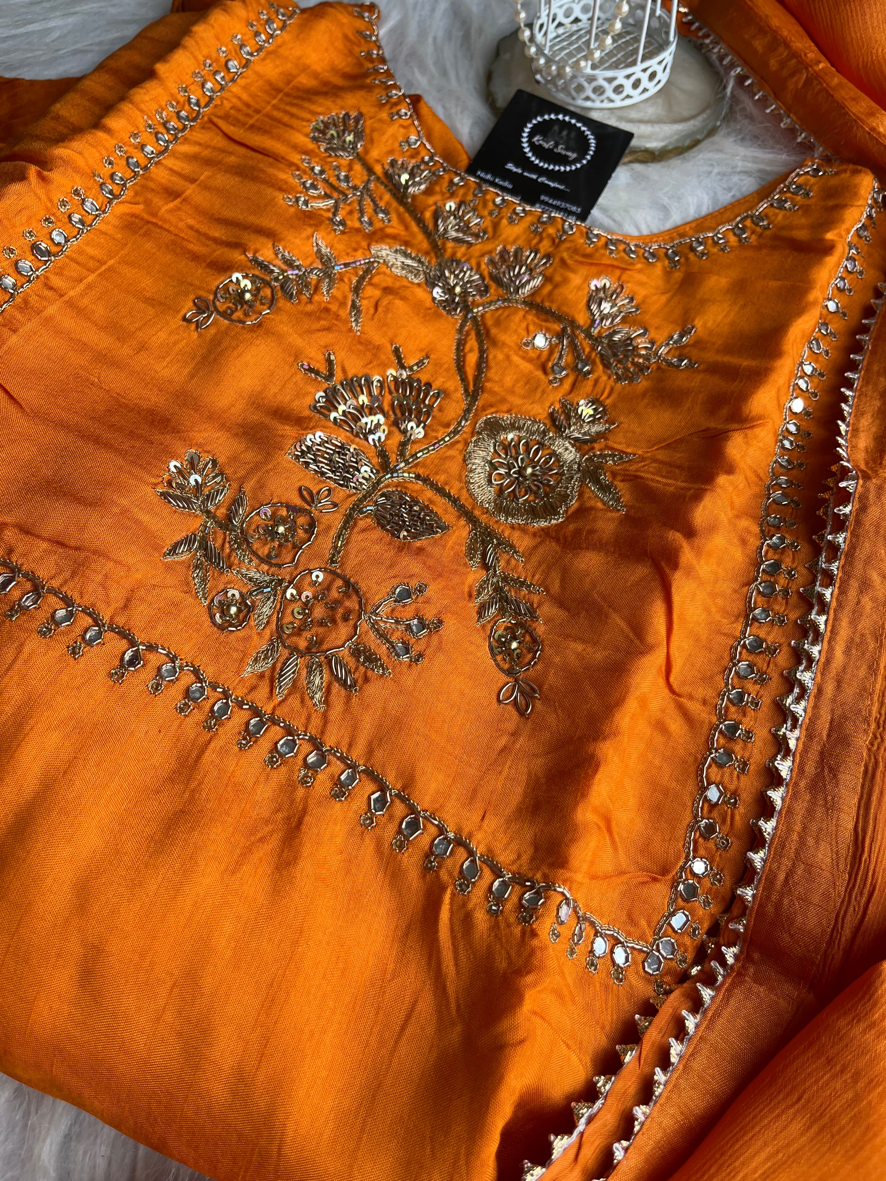 “AUBURN” Premiun Kurti Full set In Orange ✨ | KurtiSwag