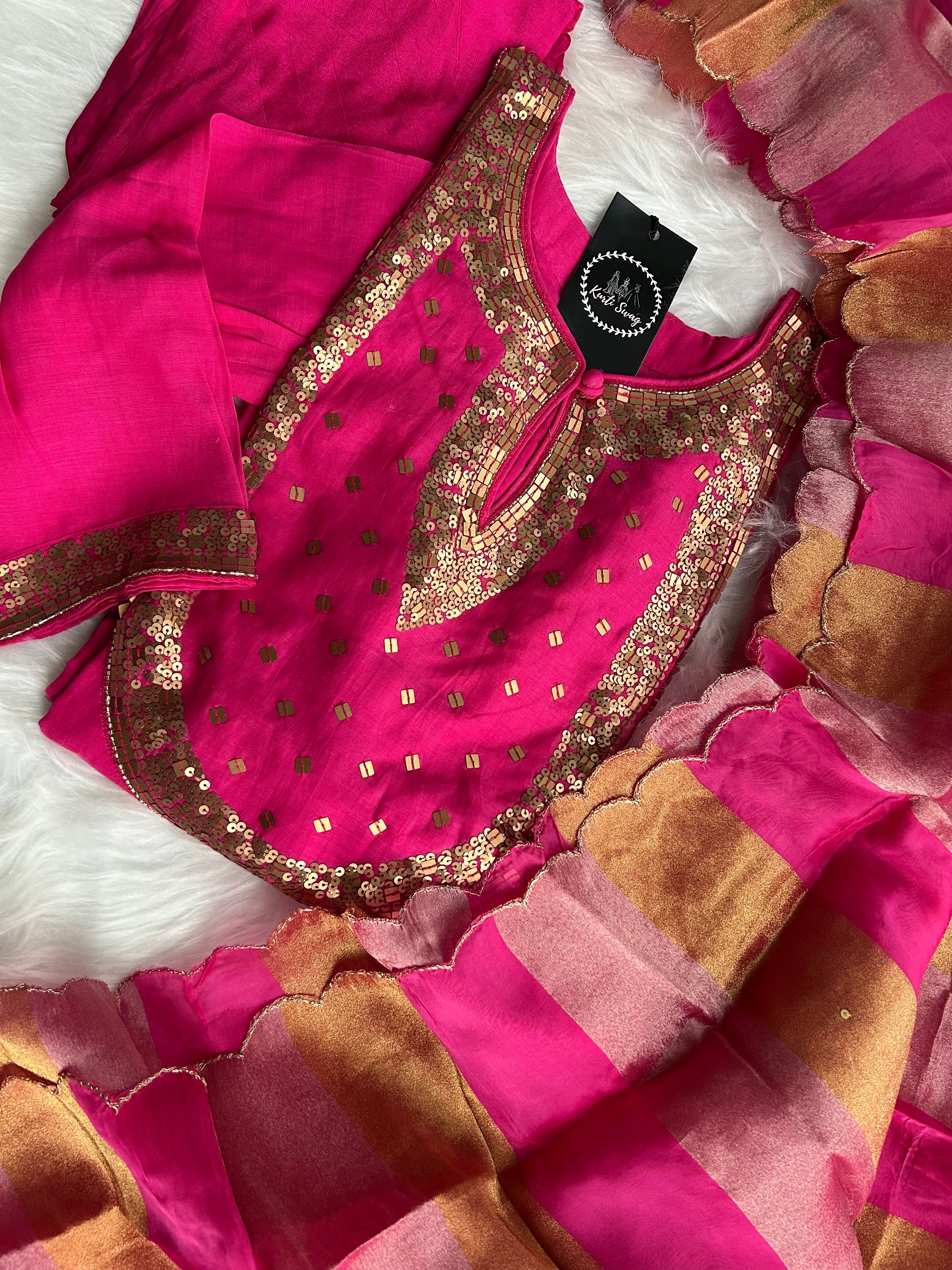 “ROSHNI” Mul Chanderi Sequence Embellished Suit Set ✨💕 | KurtiSwag