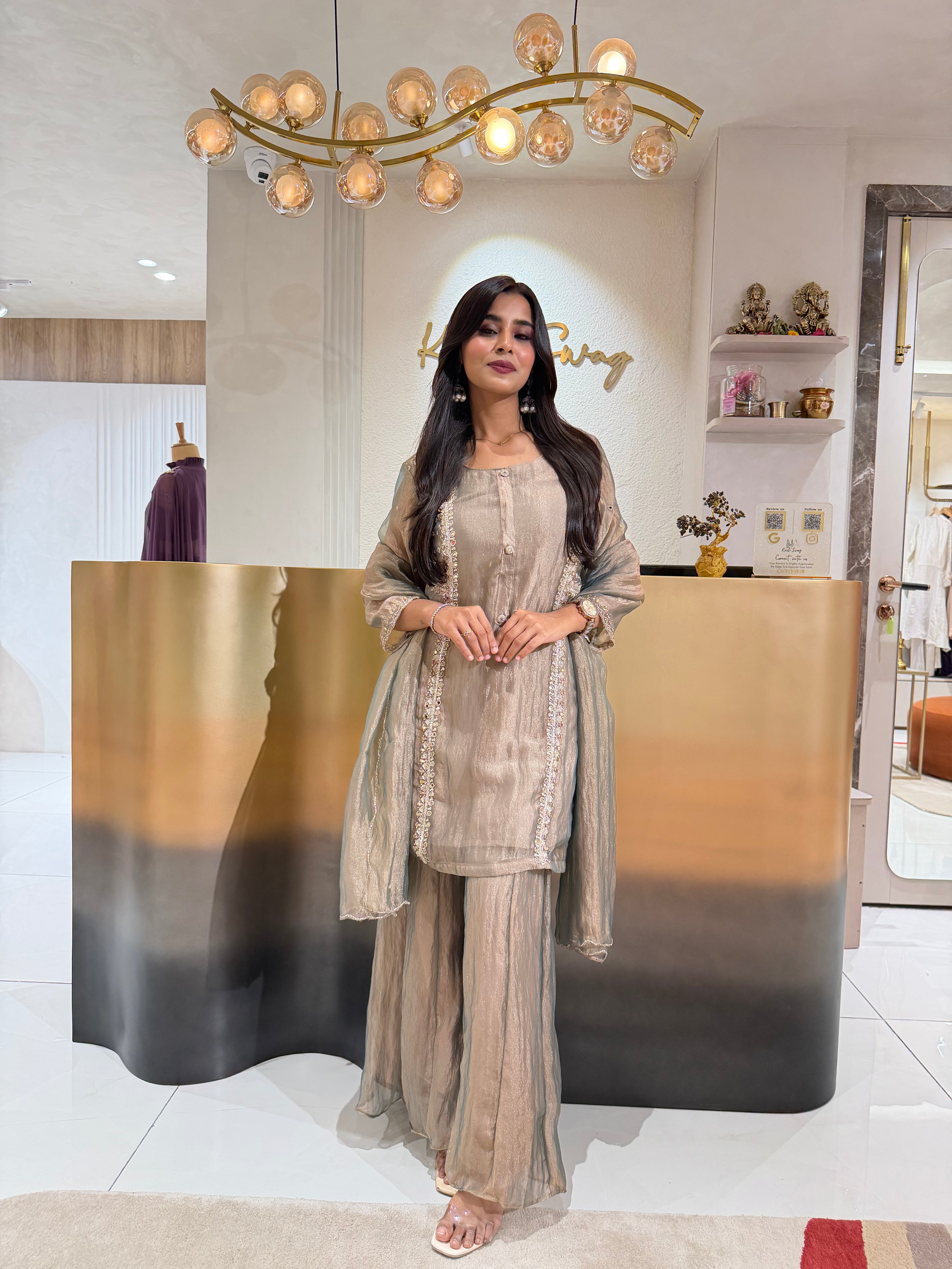 “KAJOL” Premium Glass Tissue Sharara Set ✨ | KurtiSwag