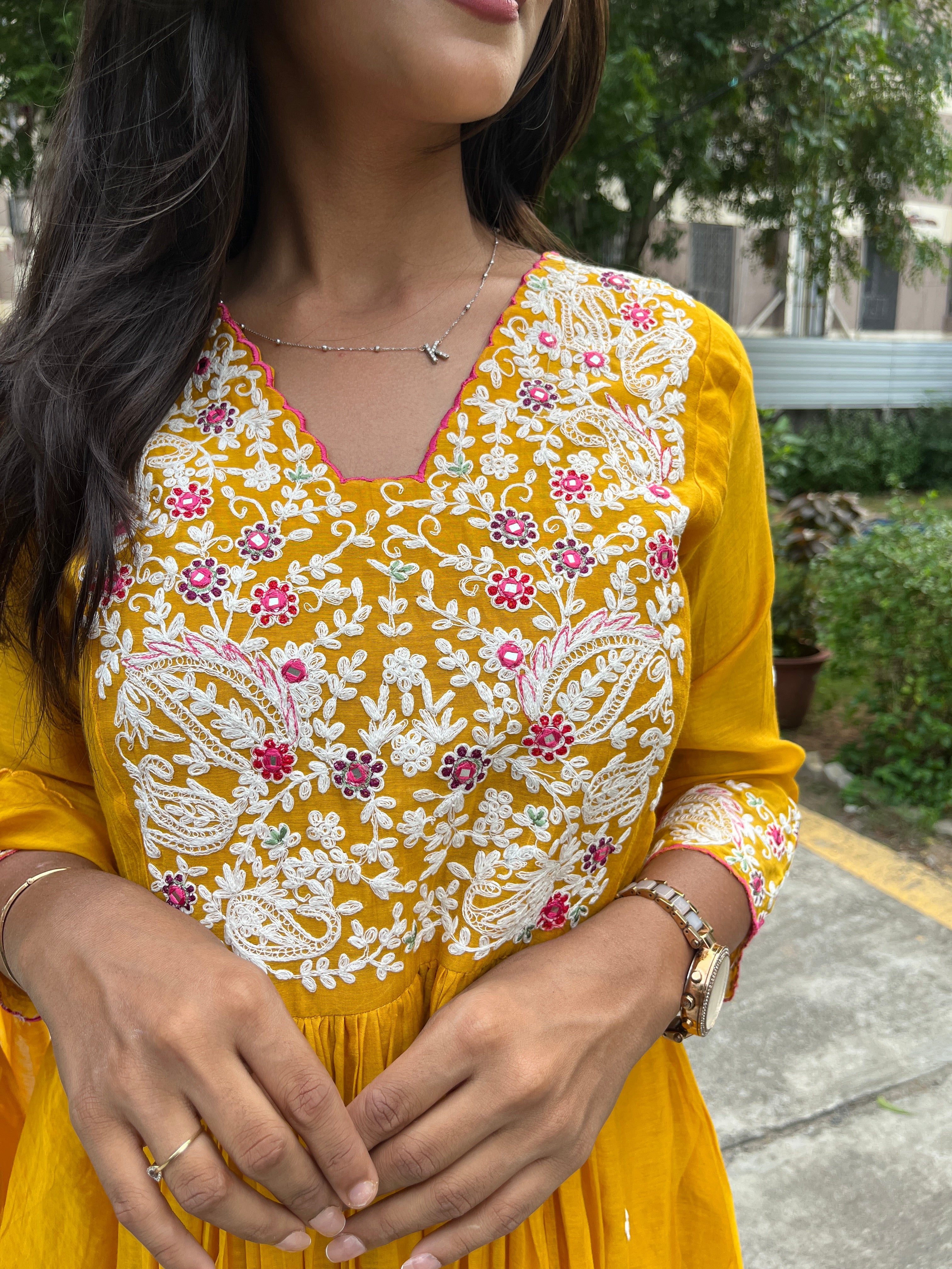 “URVASHI” Premium Mul Chanderi Thread Embroidered A Line Suit Set ✨❤️ | KurtiSwag