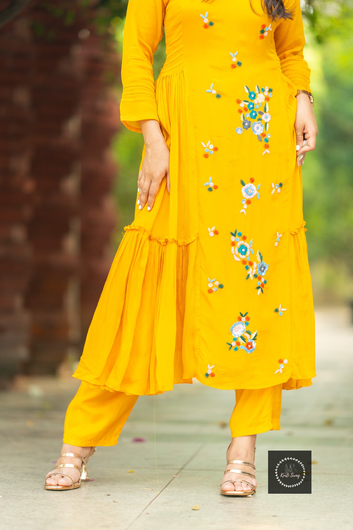 “AMORA” Premium Chinnon Designer A Line Kurti Pant Set ✨💕 | KurtiSwag