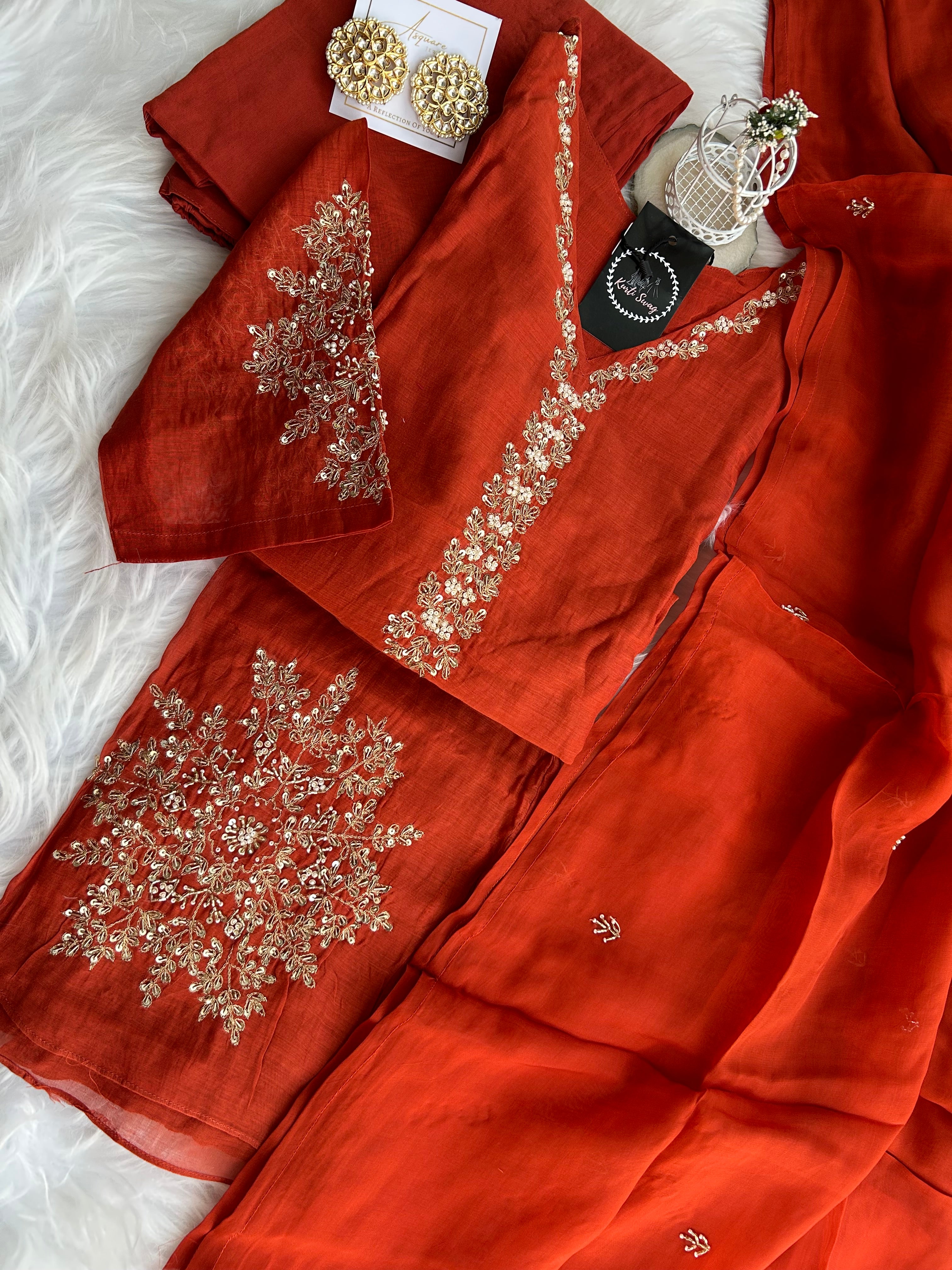 “SNEHAL” Mul Chanderi Handwork Suit Set ✨♥️ | KurtiSwag