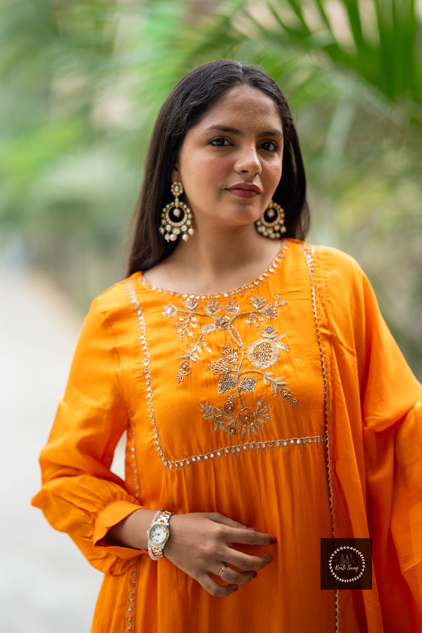 “AUBURN” Premiun Kurti Full set In Orange ✨ | KurtiSwag
