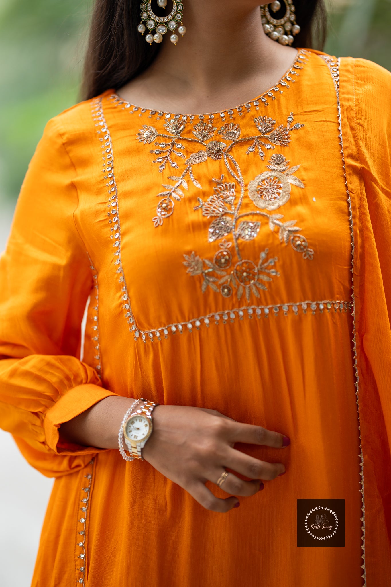 “AUBURN” Premiun Kurti Full set In Orange ✨ | KurtiSwag