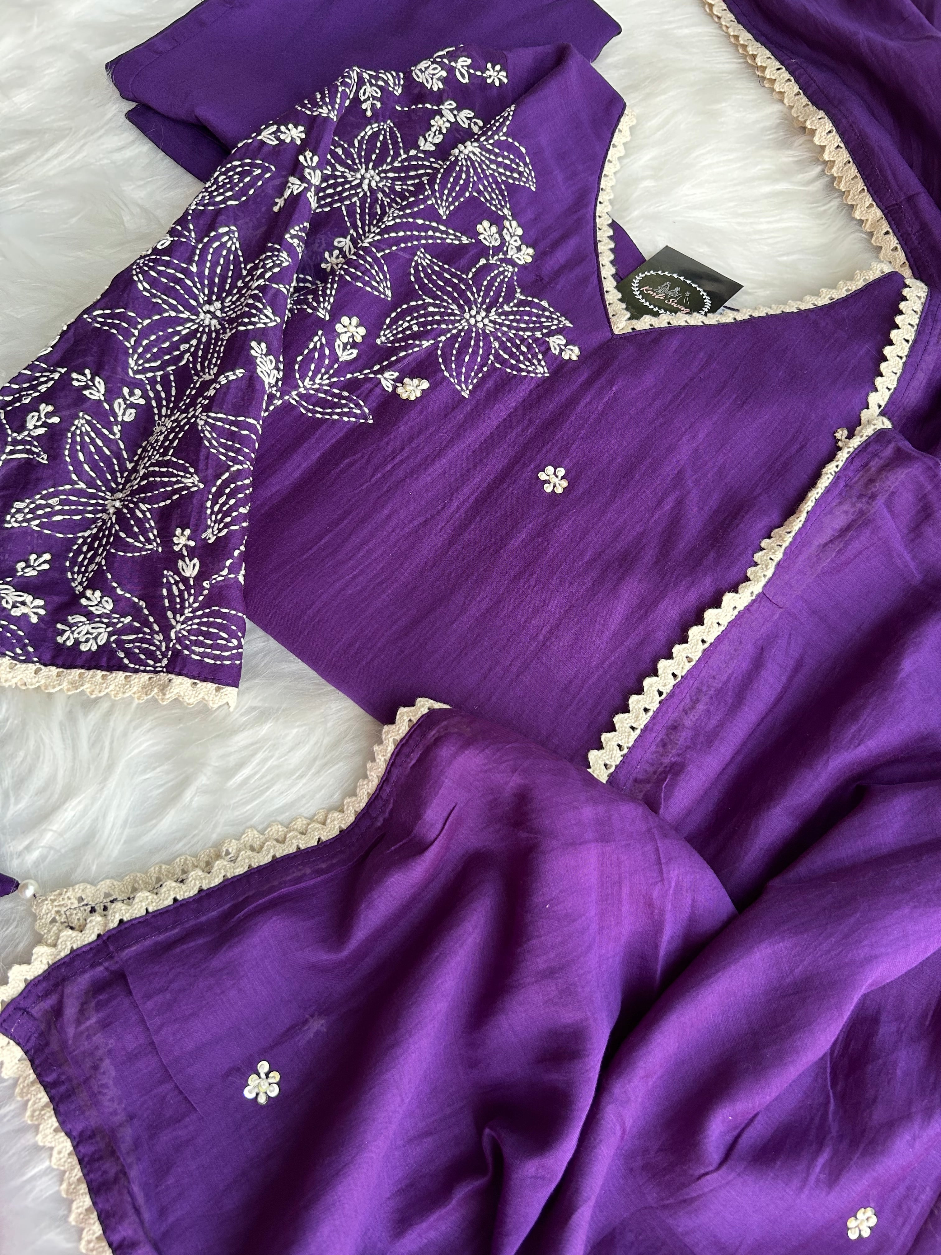 “AADYA” Premium Dola Silk Thread Embroidered Suit Set ✨♥️ | KurtiSwag