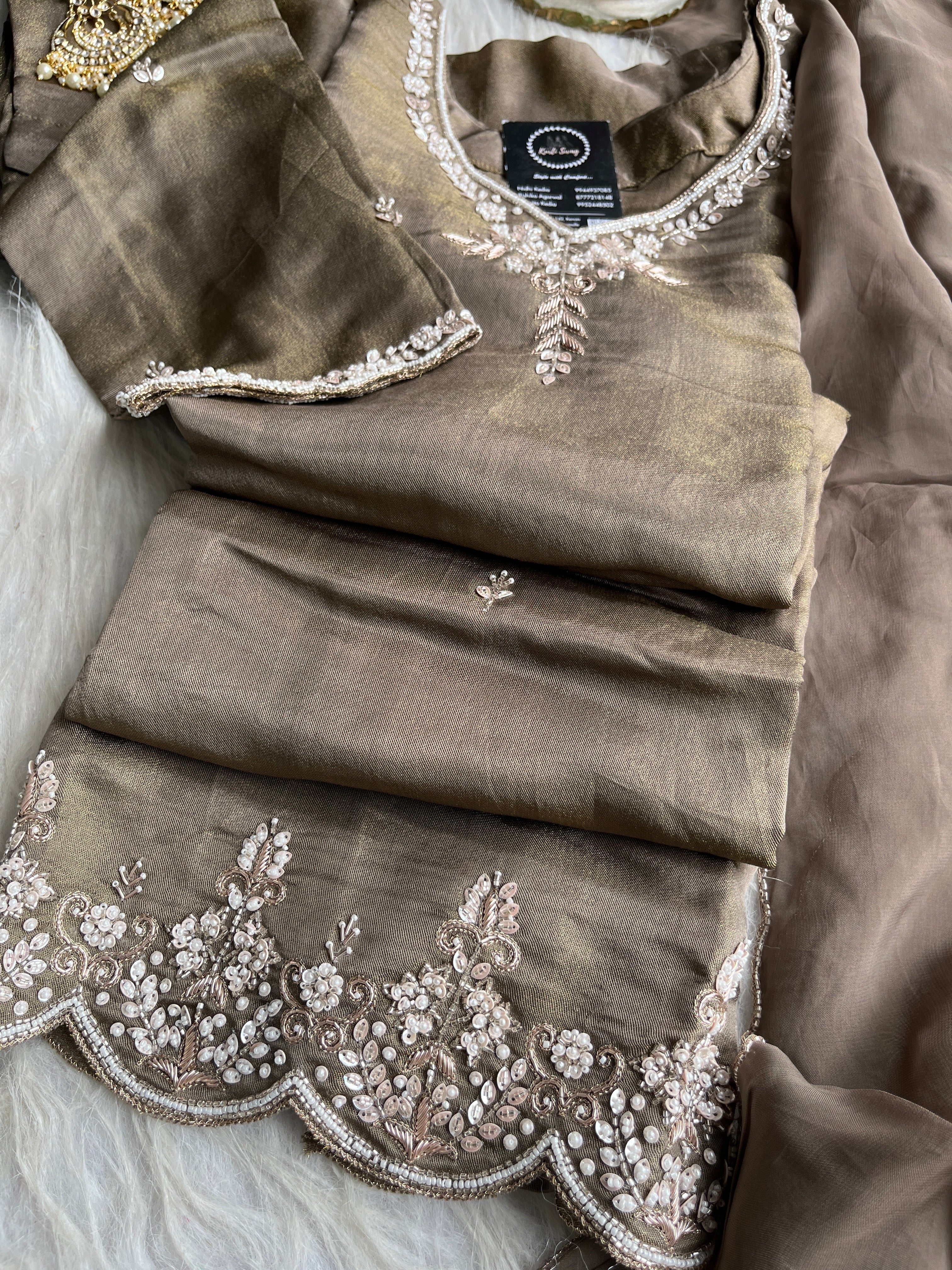 “RISHITA” Premium Tissue Silk Handwork Suit ✨ | KurtiSwag