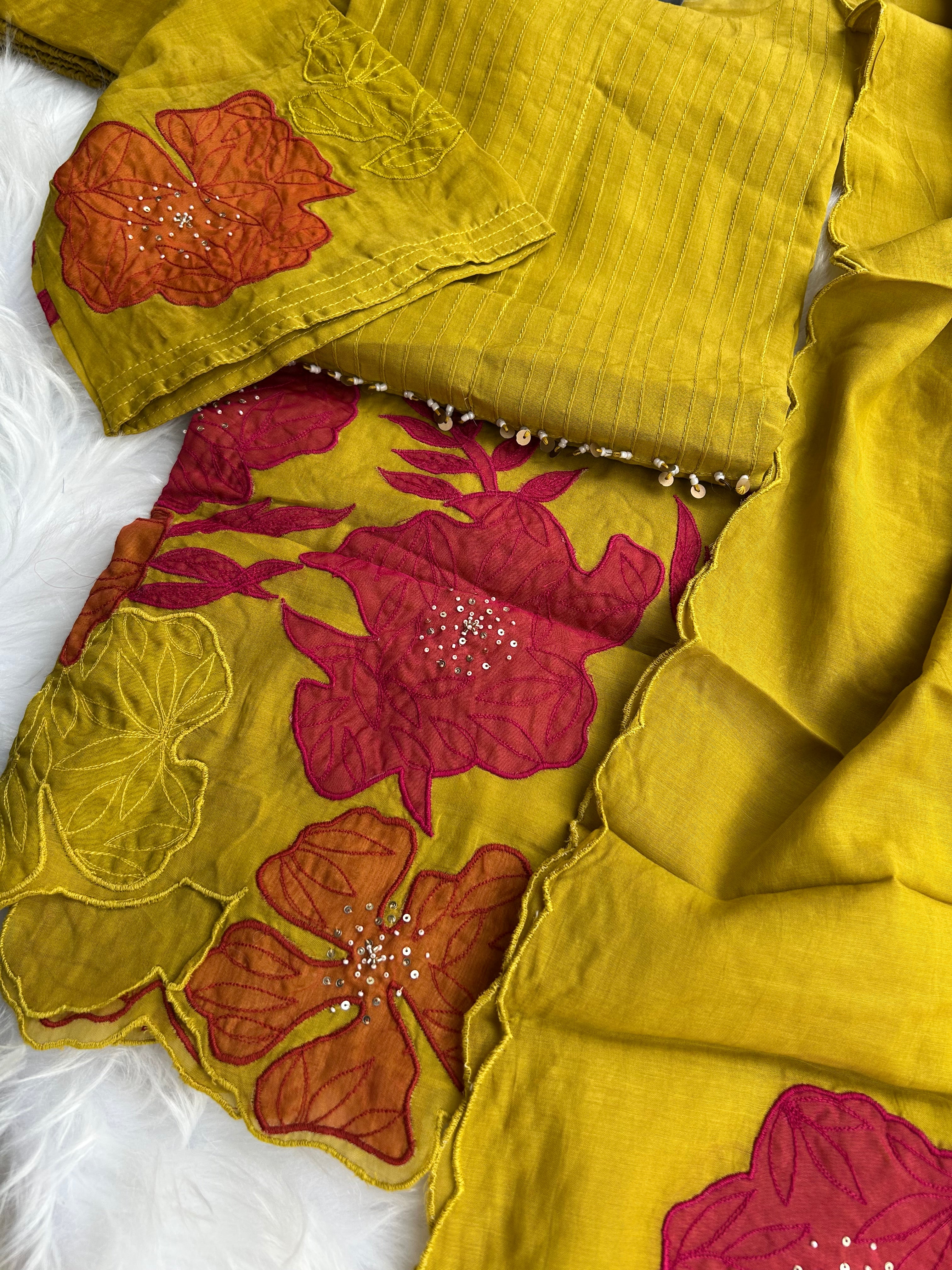 “APPLIQUE ROYAL” Mul Chanderi Suit Set 💕✨ | KurtiSwag