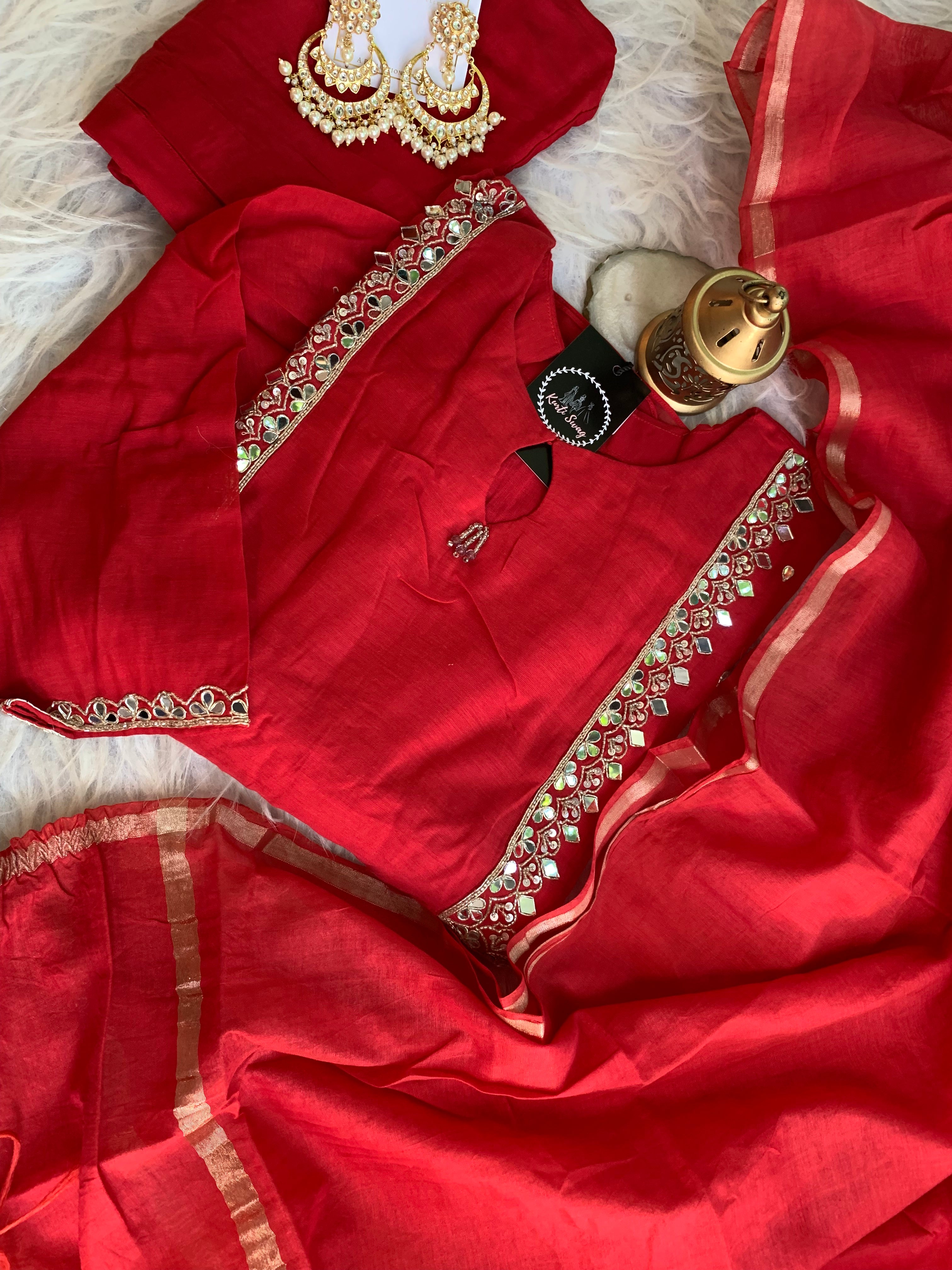 “SAHARA” Mirror Embellished Mul Chanderi Suit Set ✨♥️ | KurtiSwag