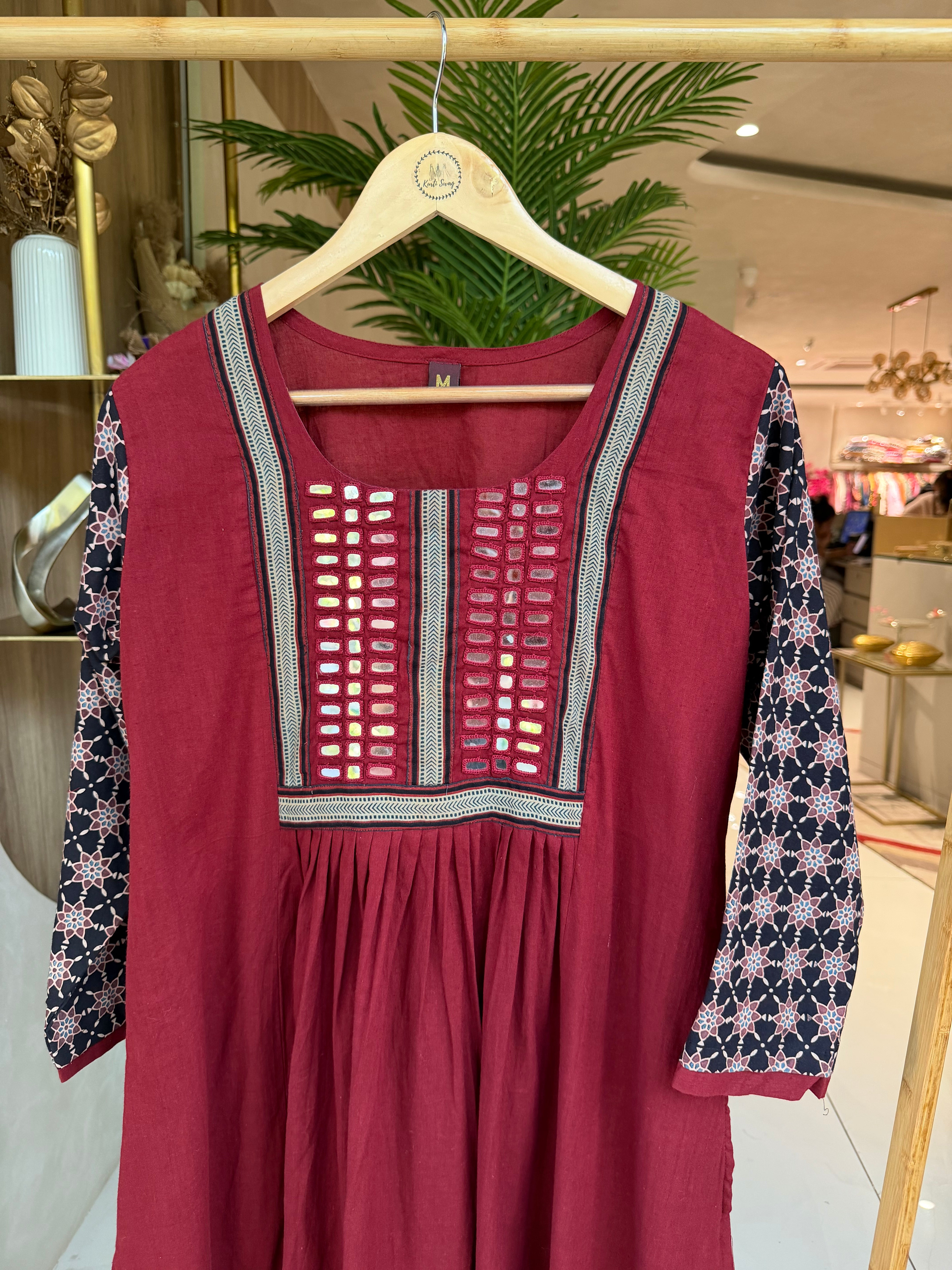 “AJRAKH MIRROR” Cotton Dress 👗 | KurtiSwag