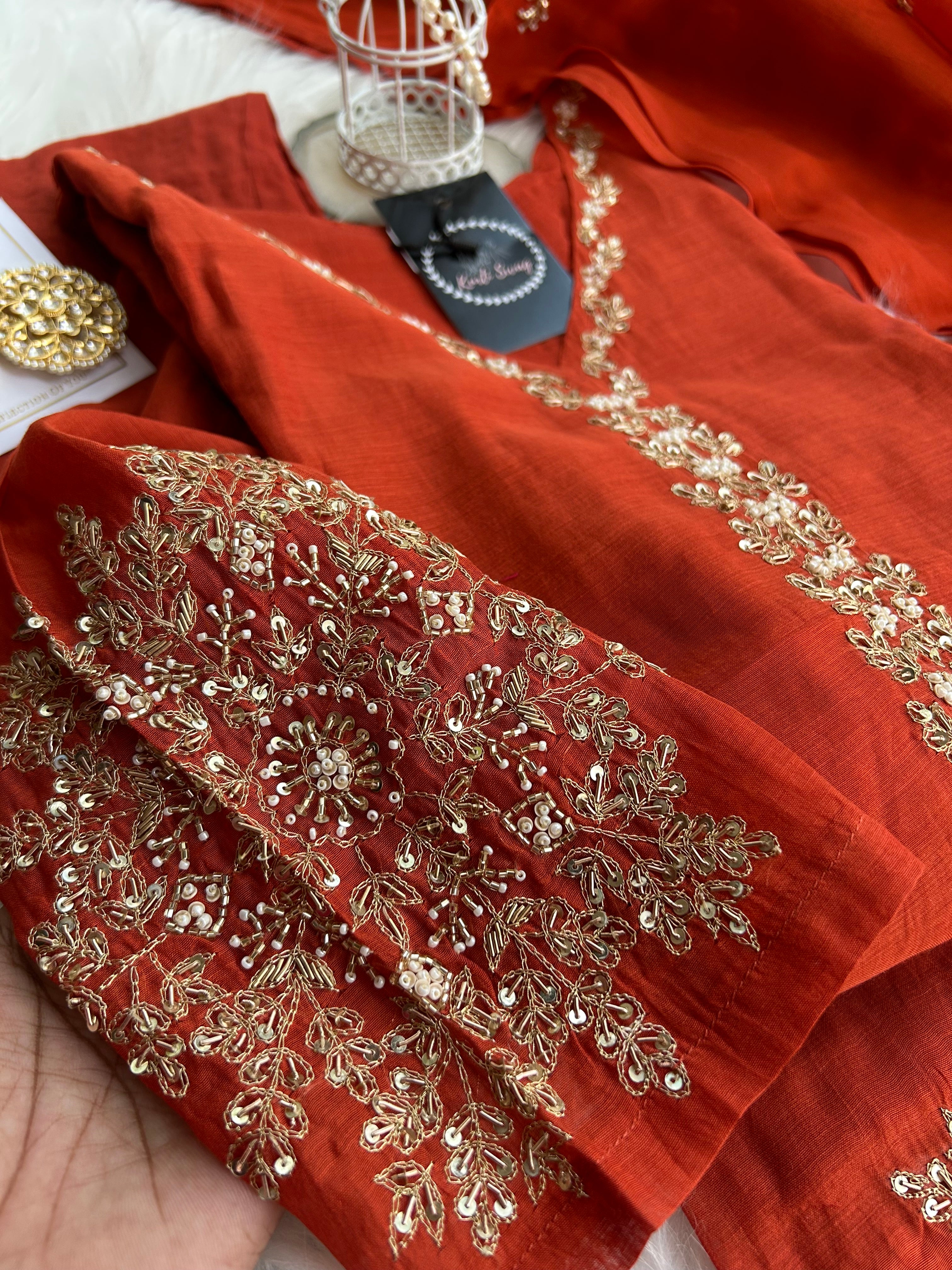 “SNEHAL” Mul Chanderi Handwork Suit Set ✨♥️ | KurtiSwag
