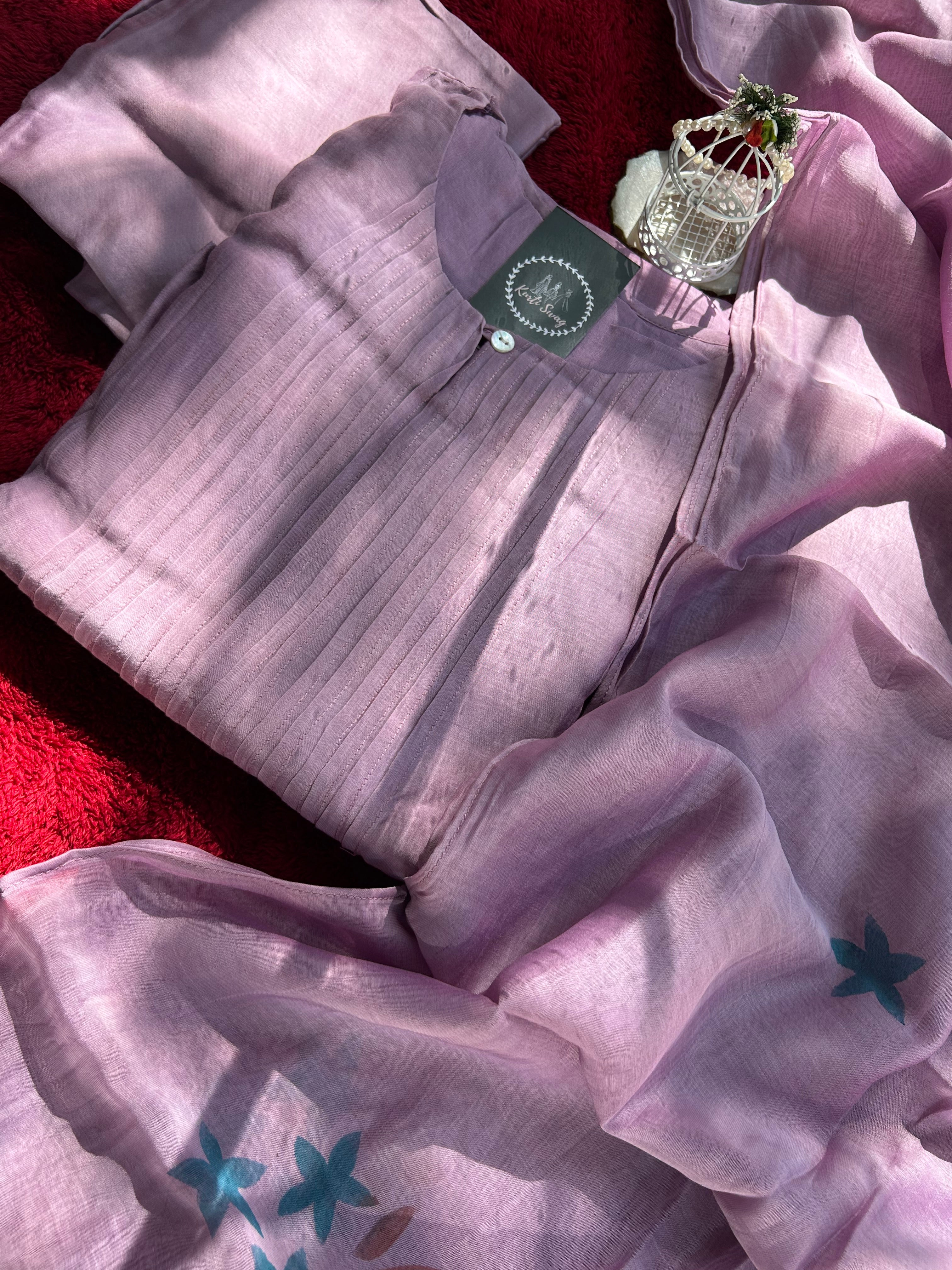 “AVANTIKA”Hand Painted Mul Chanderi Dress Suit Set ✨💕 | KurtiSwag