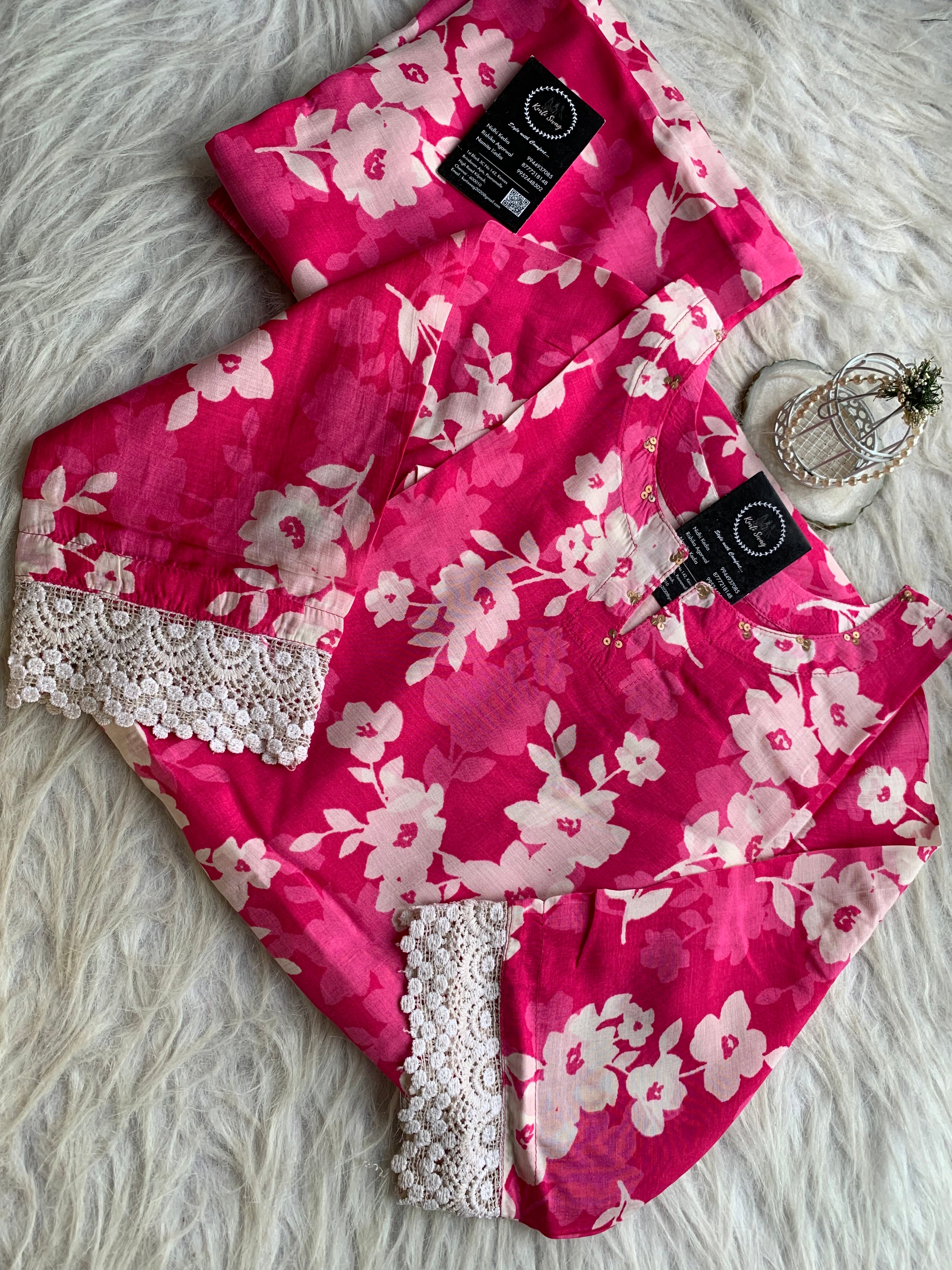 “SUNAINA” Floral Muslin Kurta Pant Set ✨ | KurtiSwag