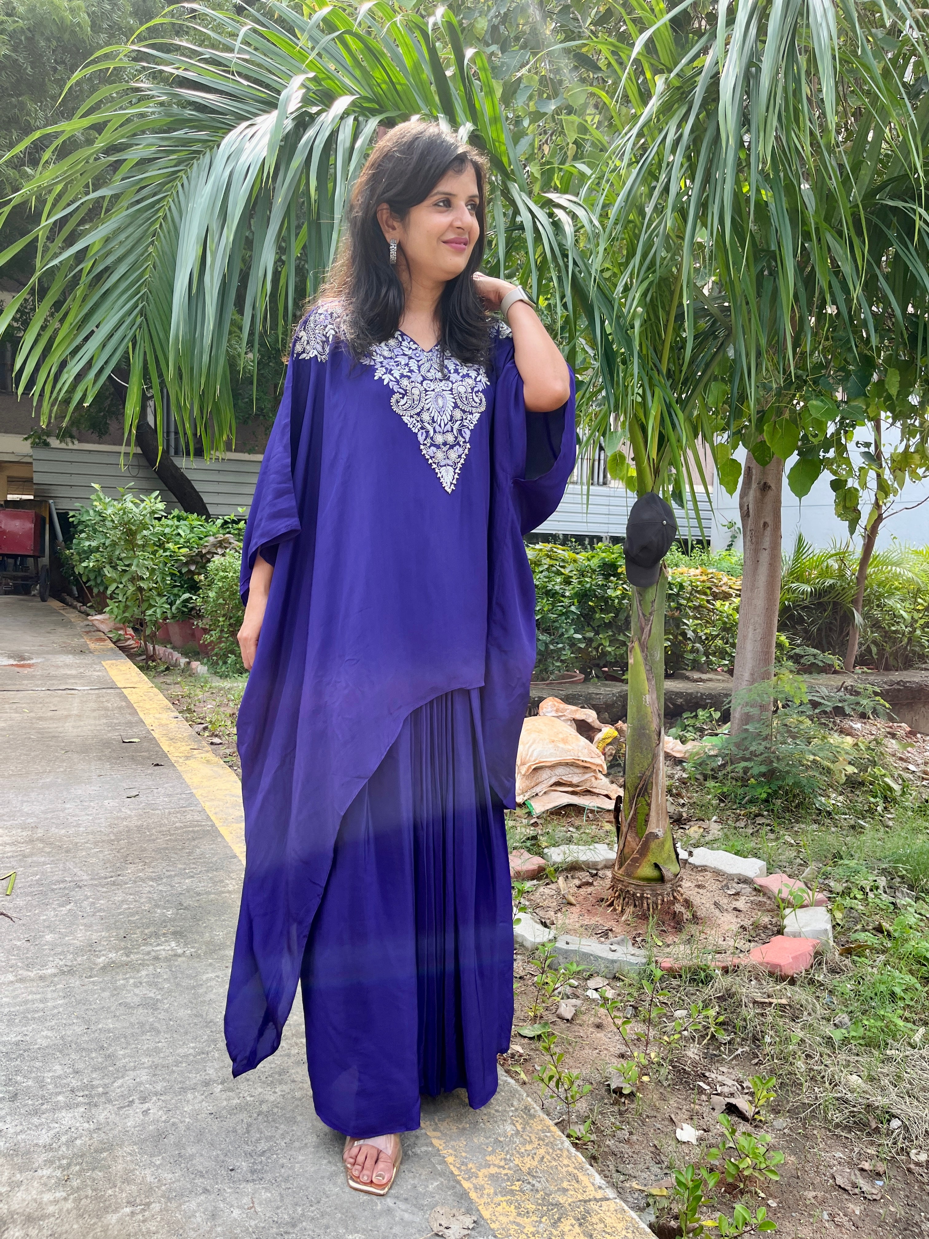 “SANA” Purple Indo Western Kaftan & Drape Skirt ✨🧿 | KurtiSwag