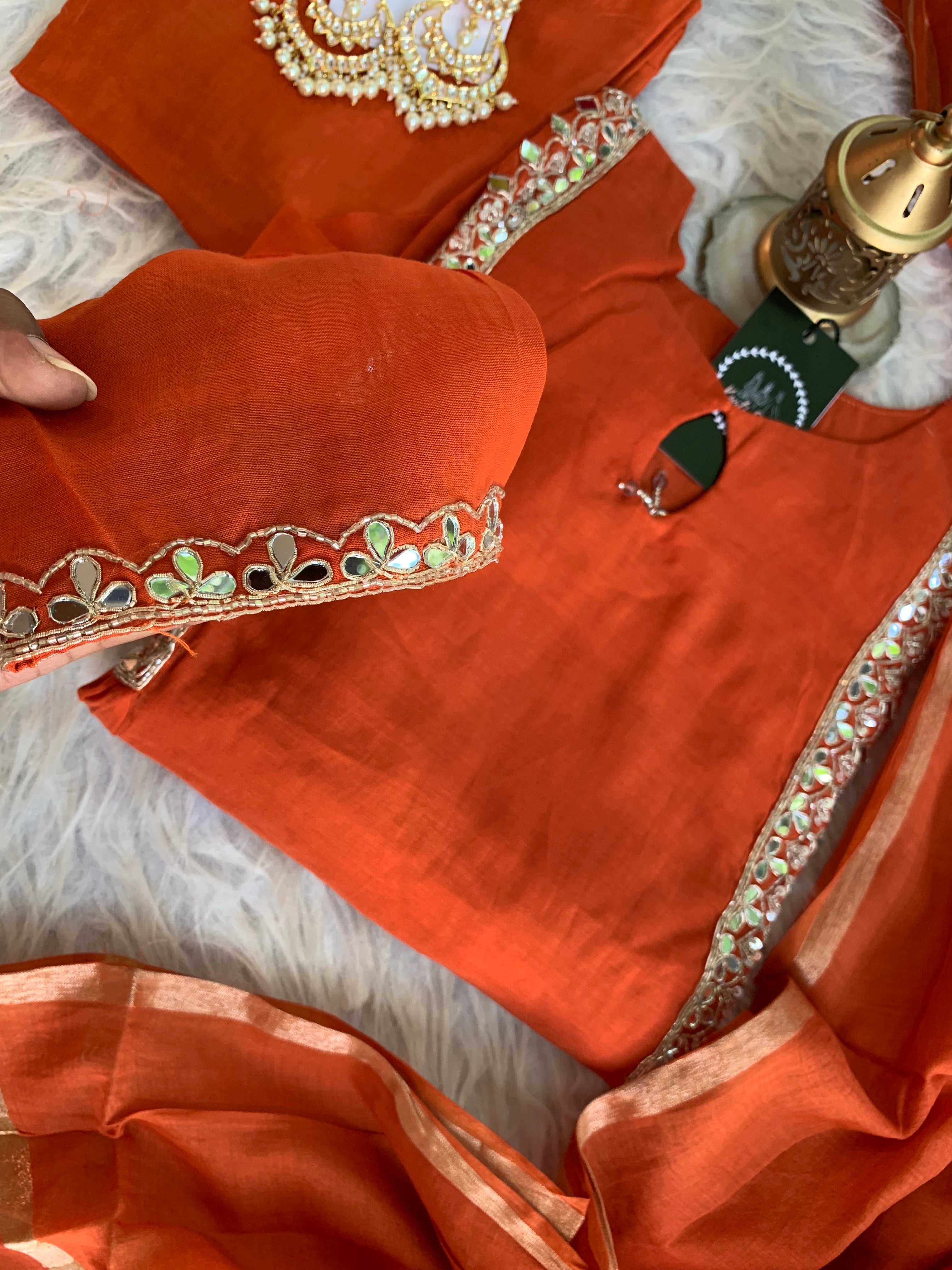 “SAHARA” Mirror Embellished Mul Chanderi Suit Set ✨♥️ | KurtiSwag