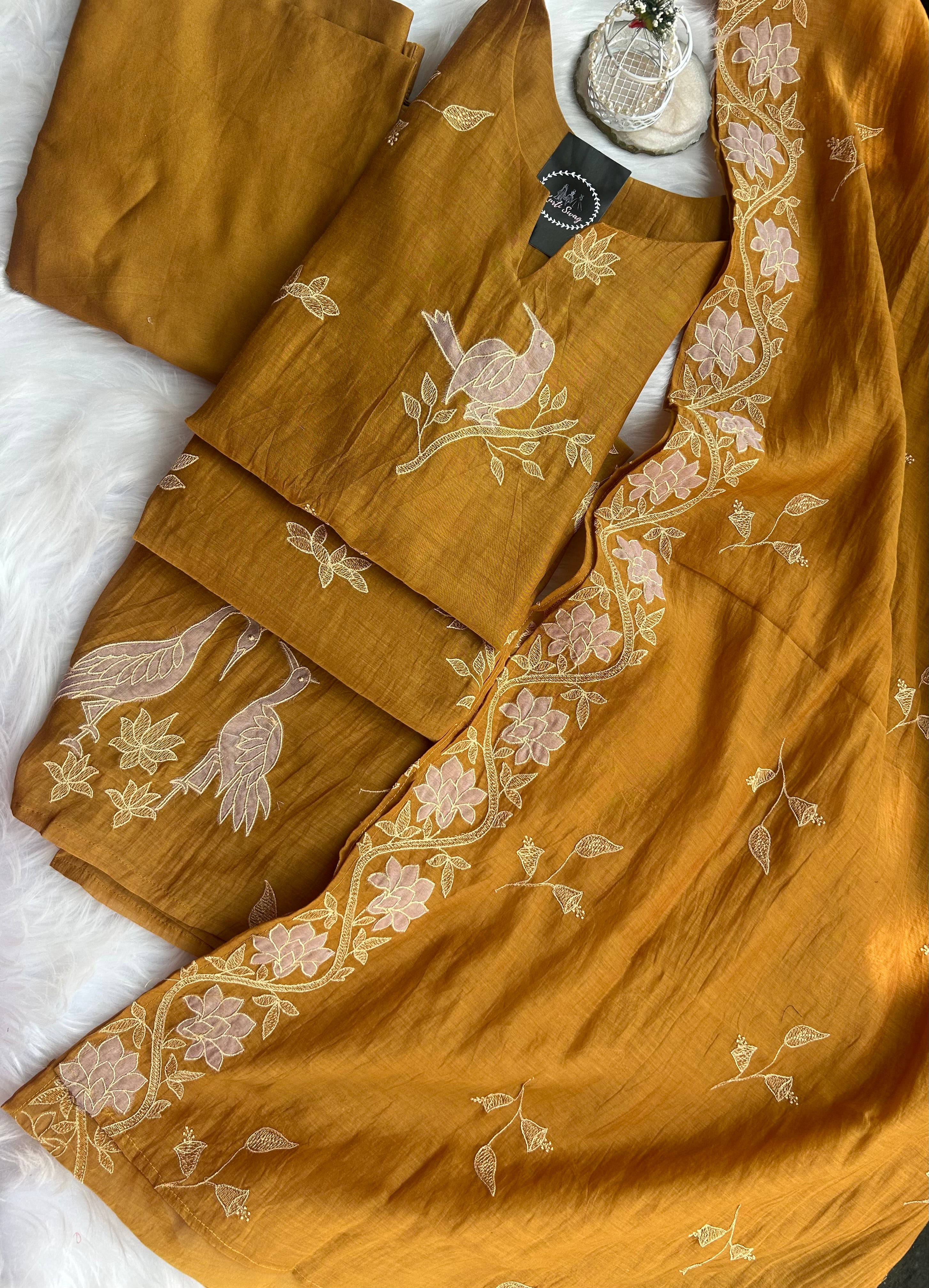 “BIRD EDIT” Mul Chanderi Summer Suit Set ✨💕 | KurtiSwag