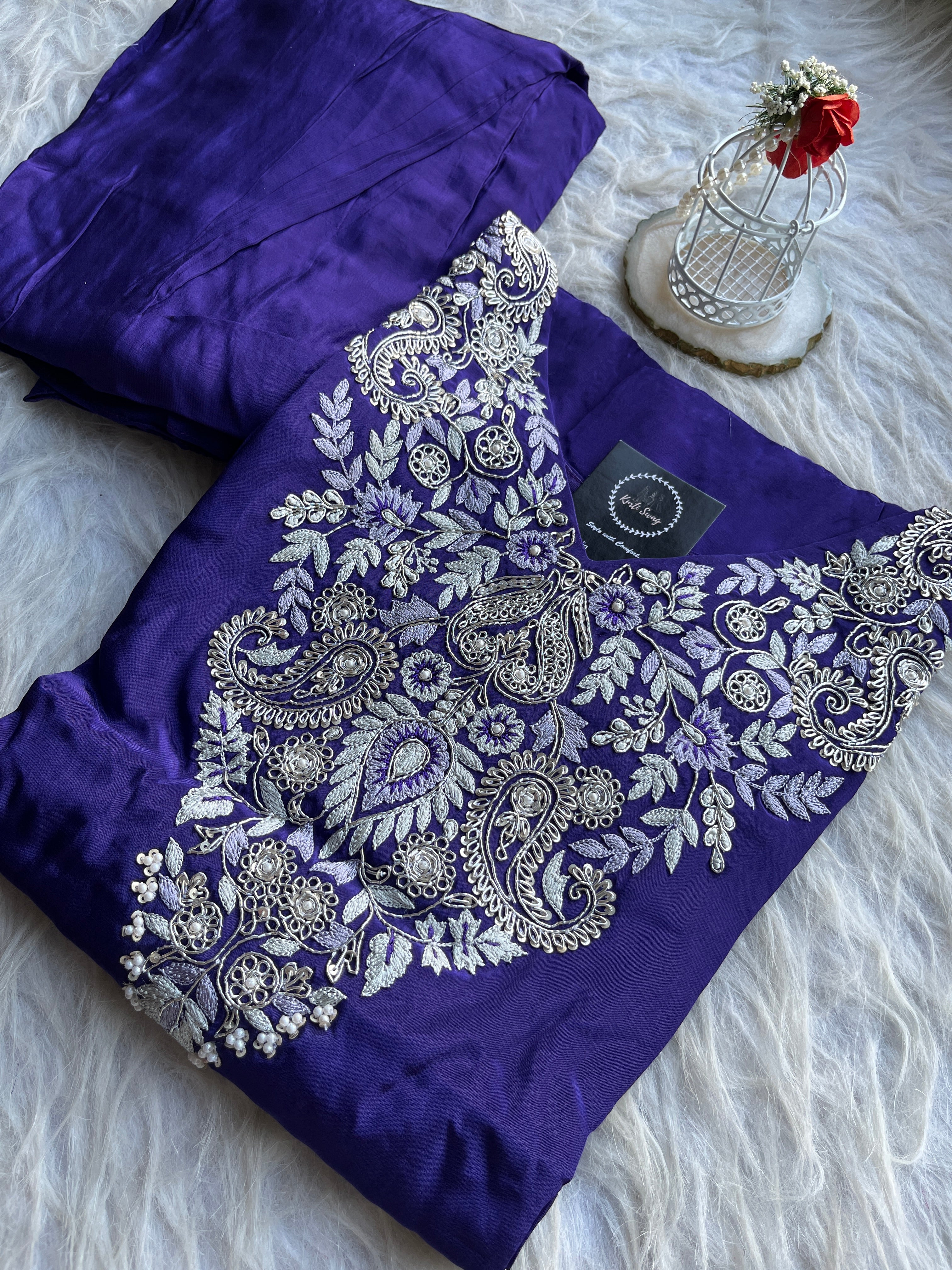 “SANA” Purple Indo Western Kaftan & Drape Skirt ✨🧿 | KurtiSwag