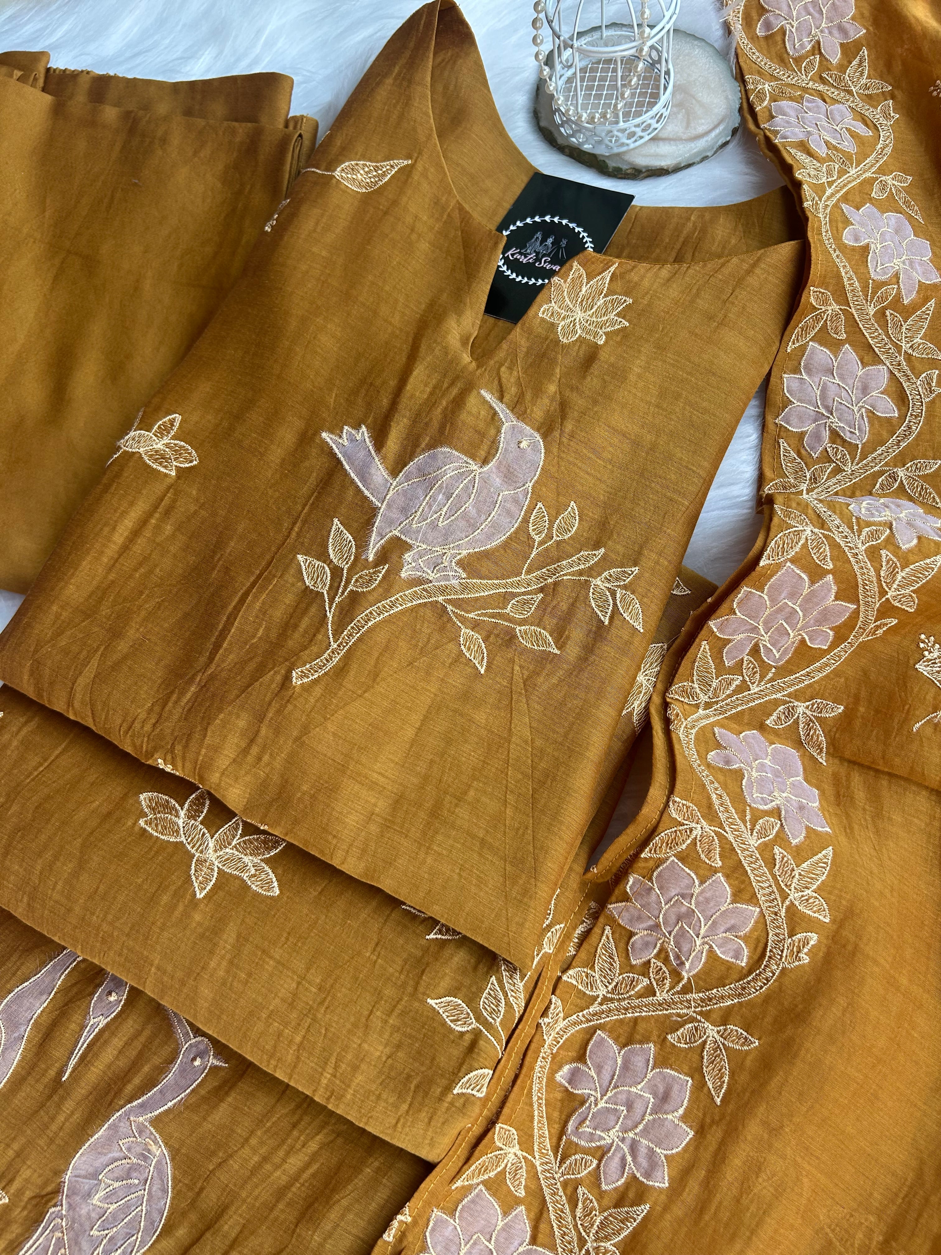 “BIRD EDIT” Mul Chanderi Summer Suit Set ✨💕 | KurtiSwag