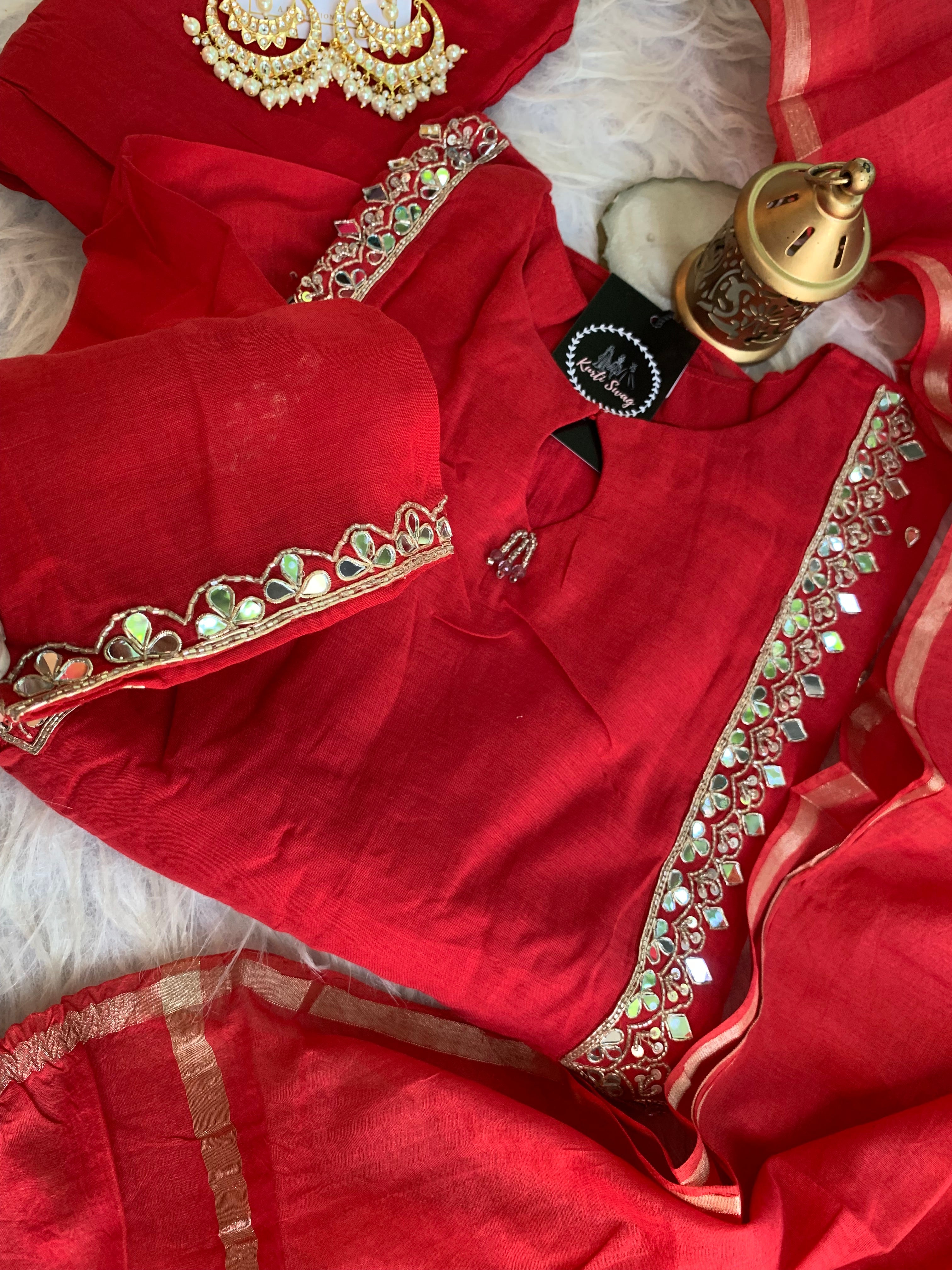 “SAHARA” Mirror Embellished Mul Chanderi Suit Set ✨♥️ | KurtiSwag