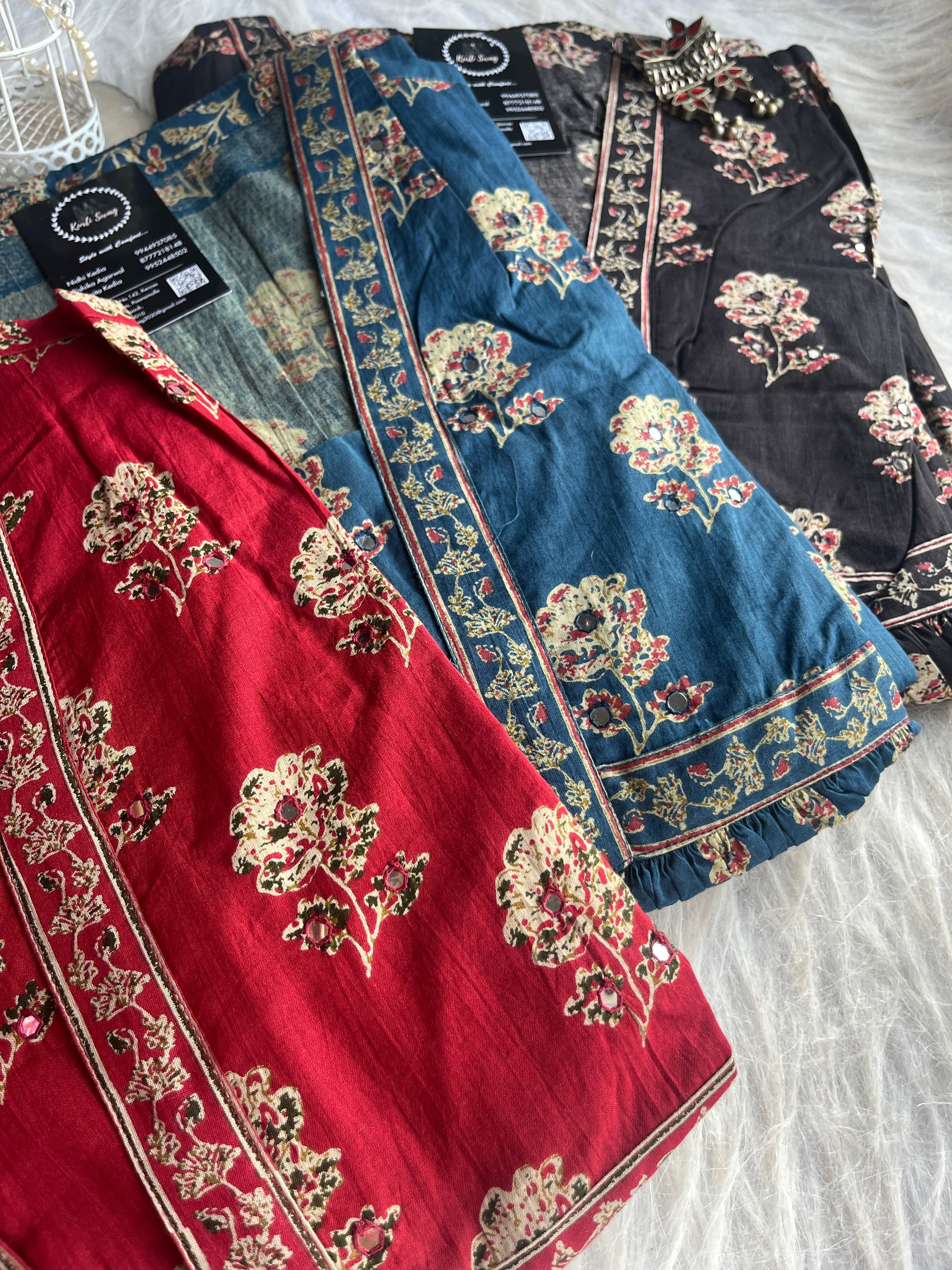 “RASHA” Premium Cotton Ajrakh Print Gown In Casual Wear ✨ | KurtiSwag