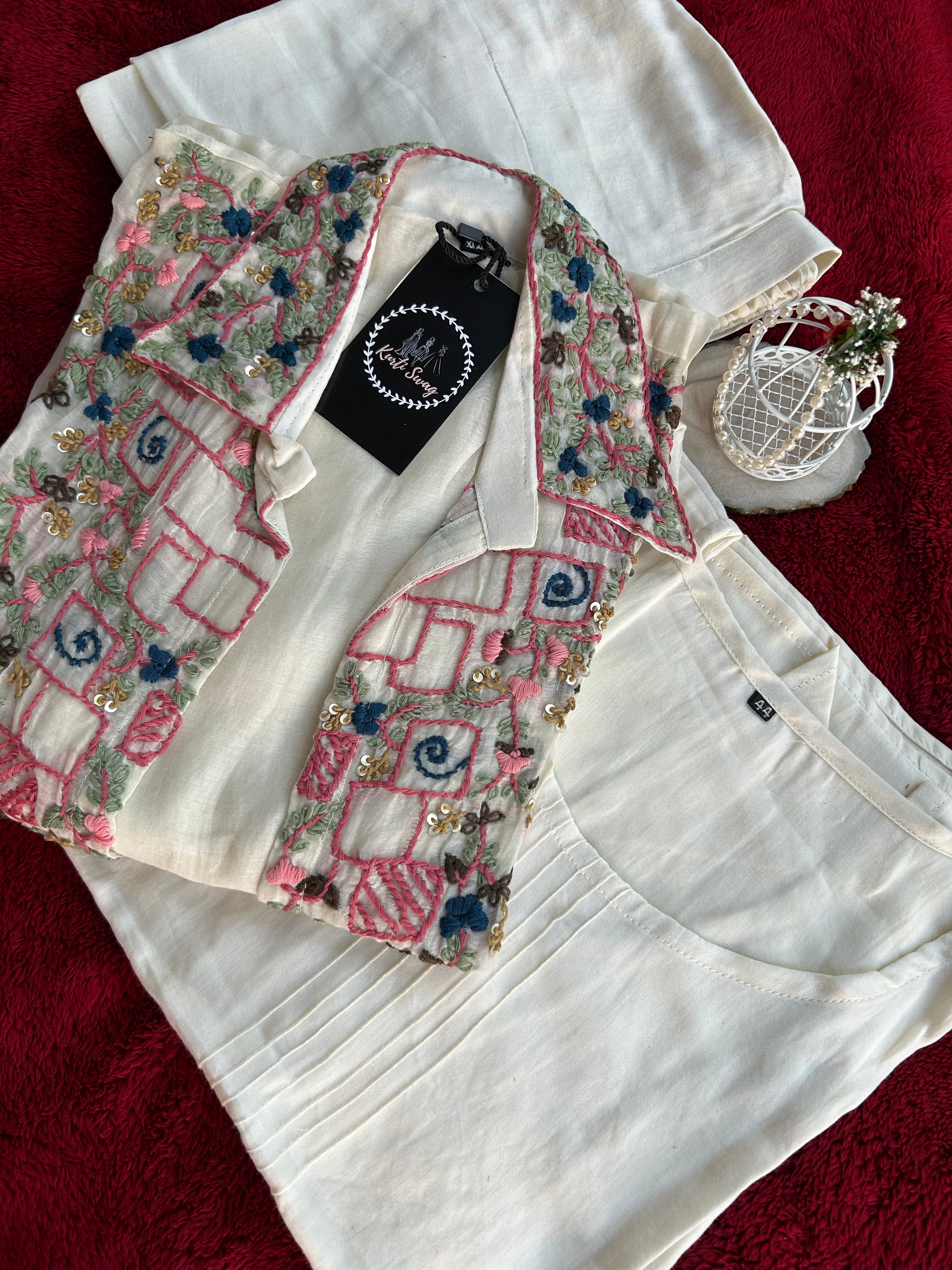 “SAARA” Mul Chanderi Suit Set With Overcoat  ✨💕 | KurtiSwag
