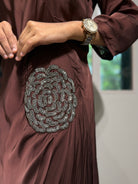 “ROSES” Indowestern Dress In Brown ✨ | KurtiSwag