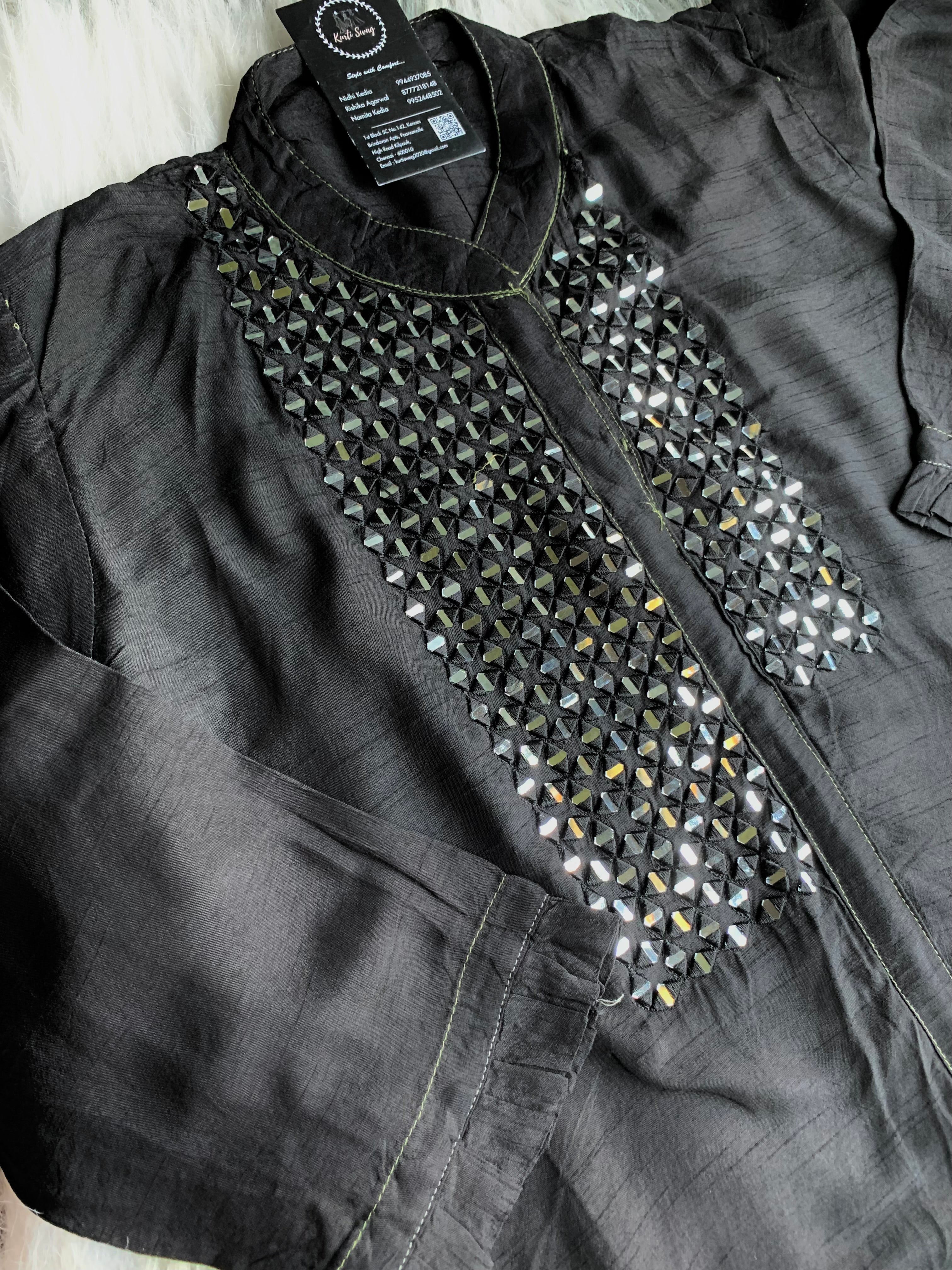 “SHEESHA” Mirror Work Dola Silk Kurta & Pant Set 🖤 | KurtiSwag