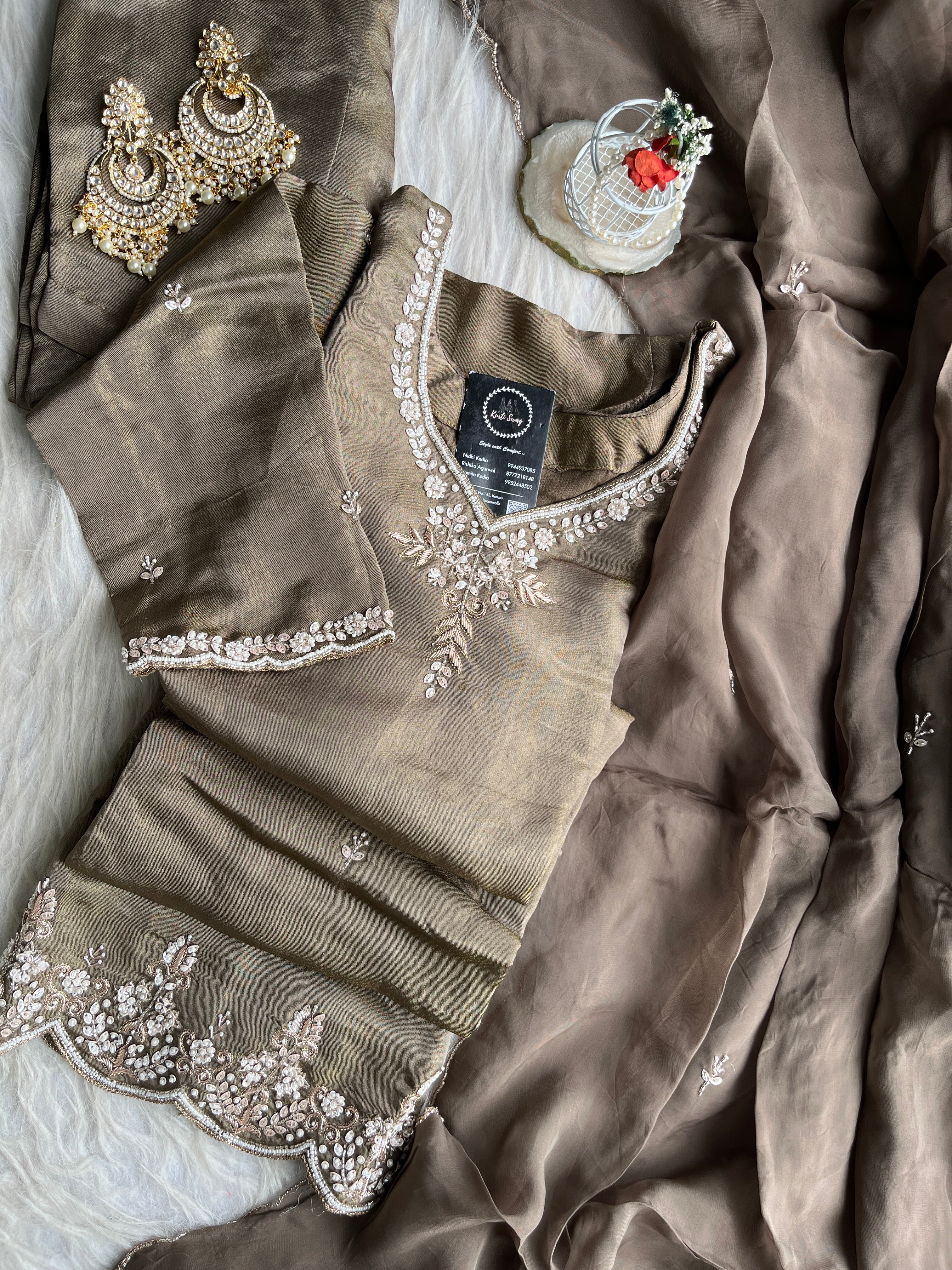 “RISHITA” Premium Tissue Silk Handwork Suit ✨ | KurtiSwag