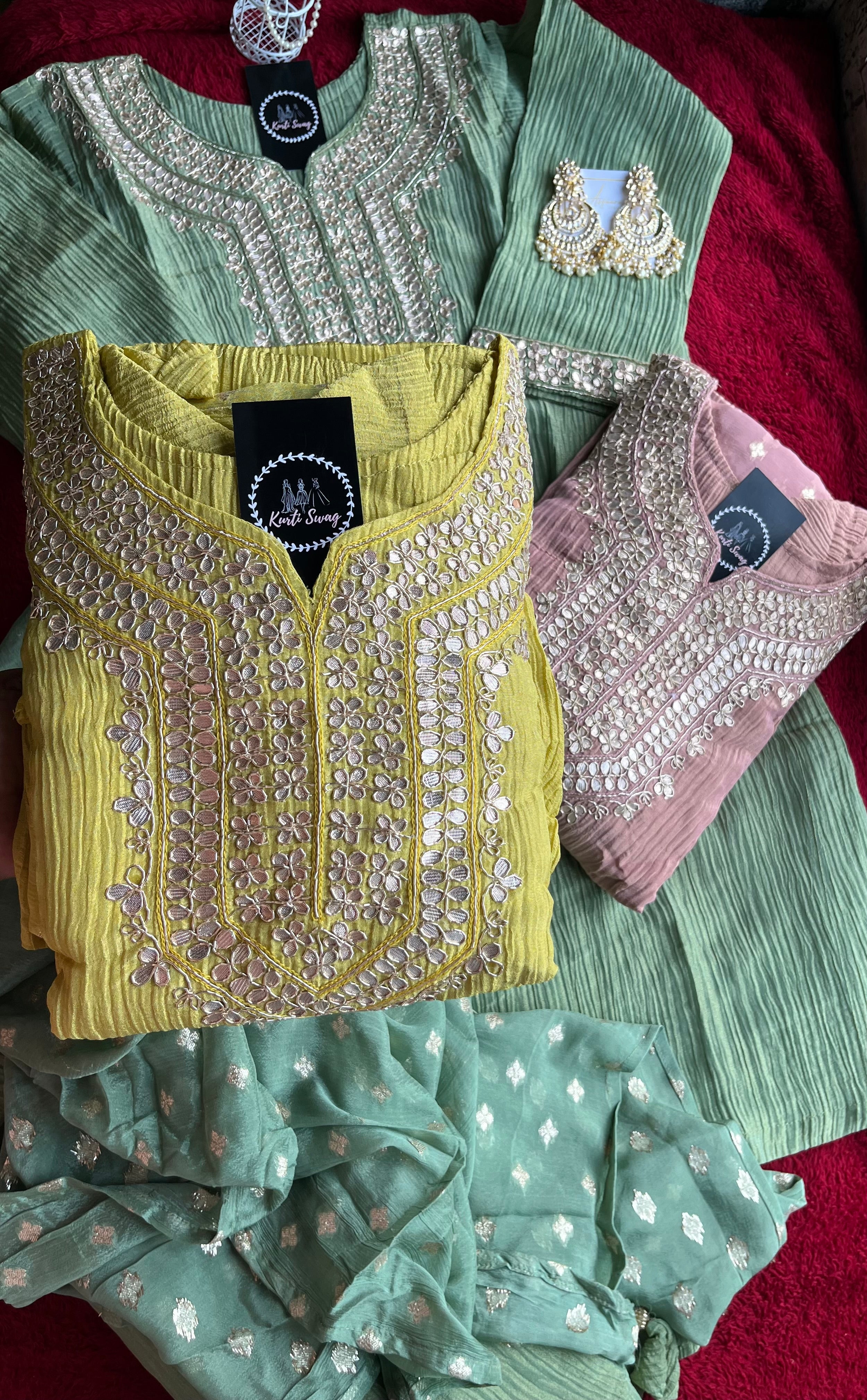 “CHITRA” Premium Crush Tissue Set ✨💕 | KurtiSwag