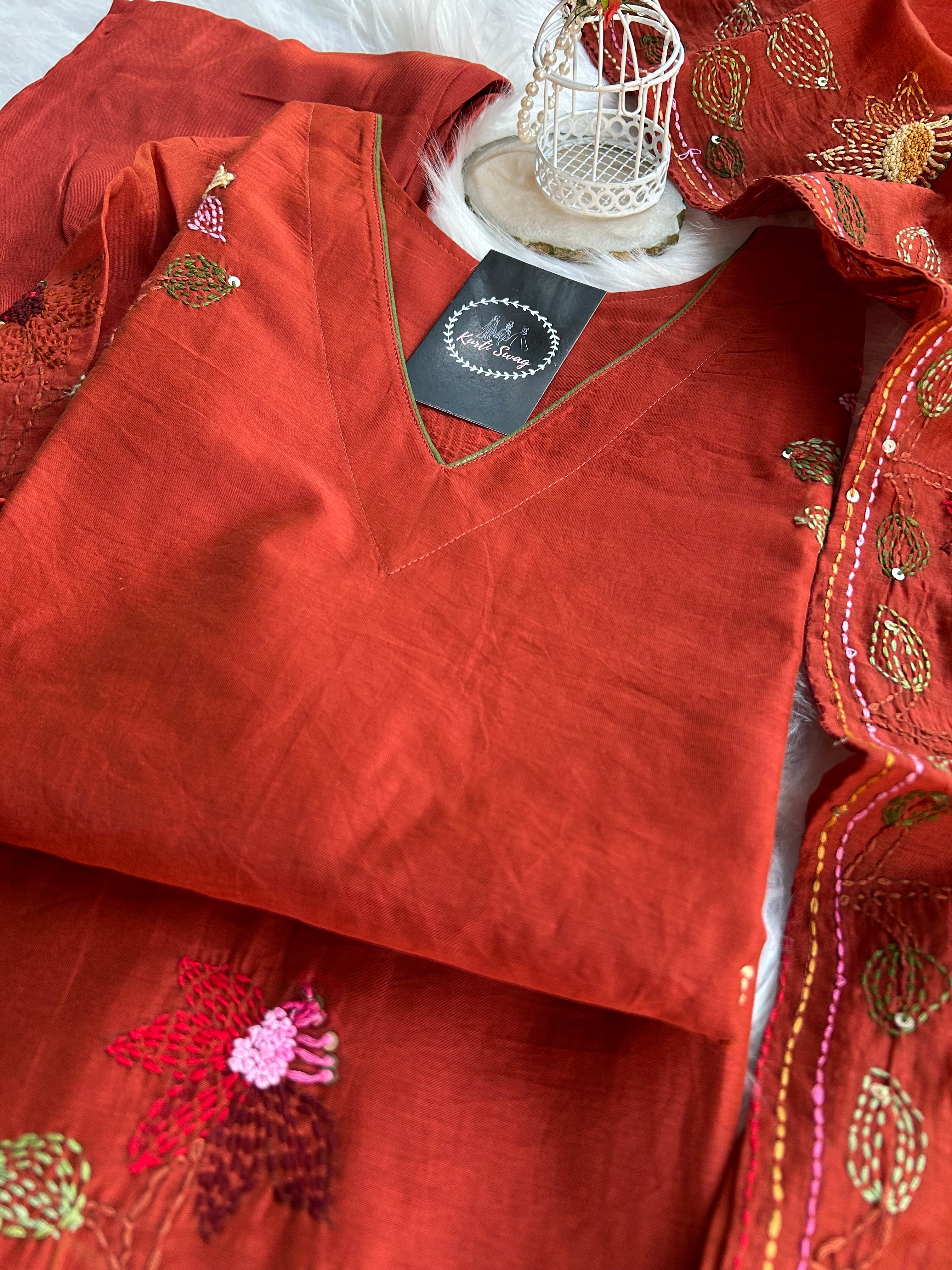 “RANGREZ” Premium Mul Chanderi Kurti Set✨💕 | KurtiSwag