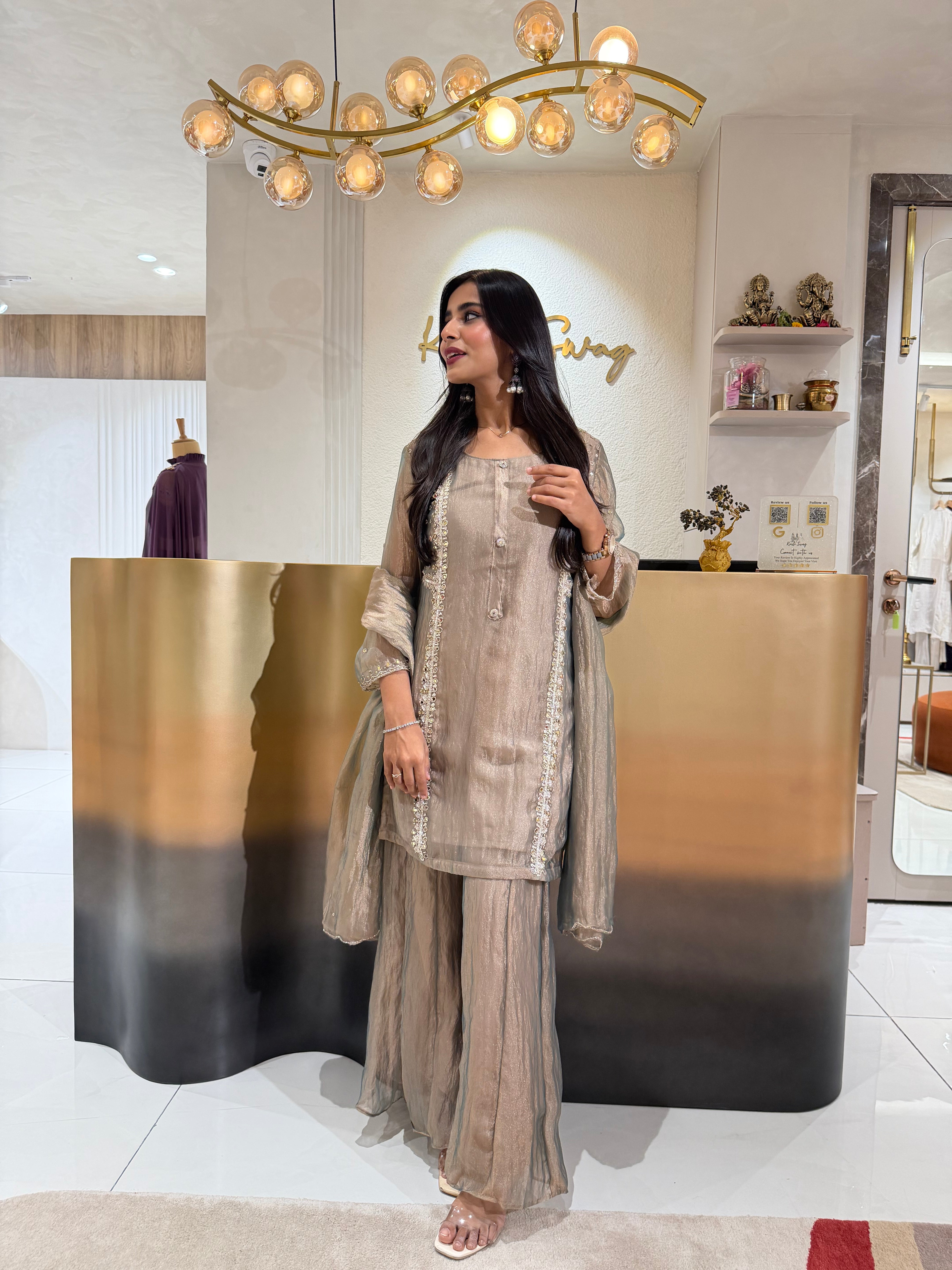 “KAJOL” Premium Glass Tissue Sharara Set ✨ | KurtiSwag