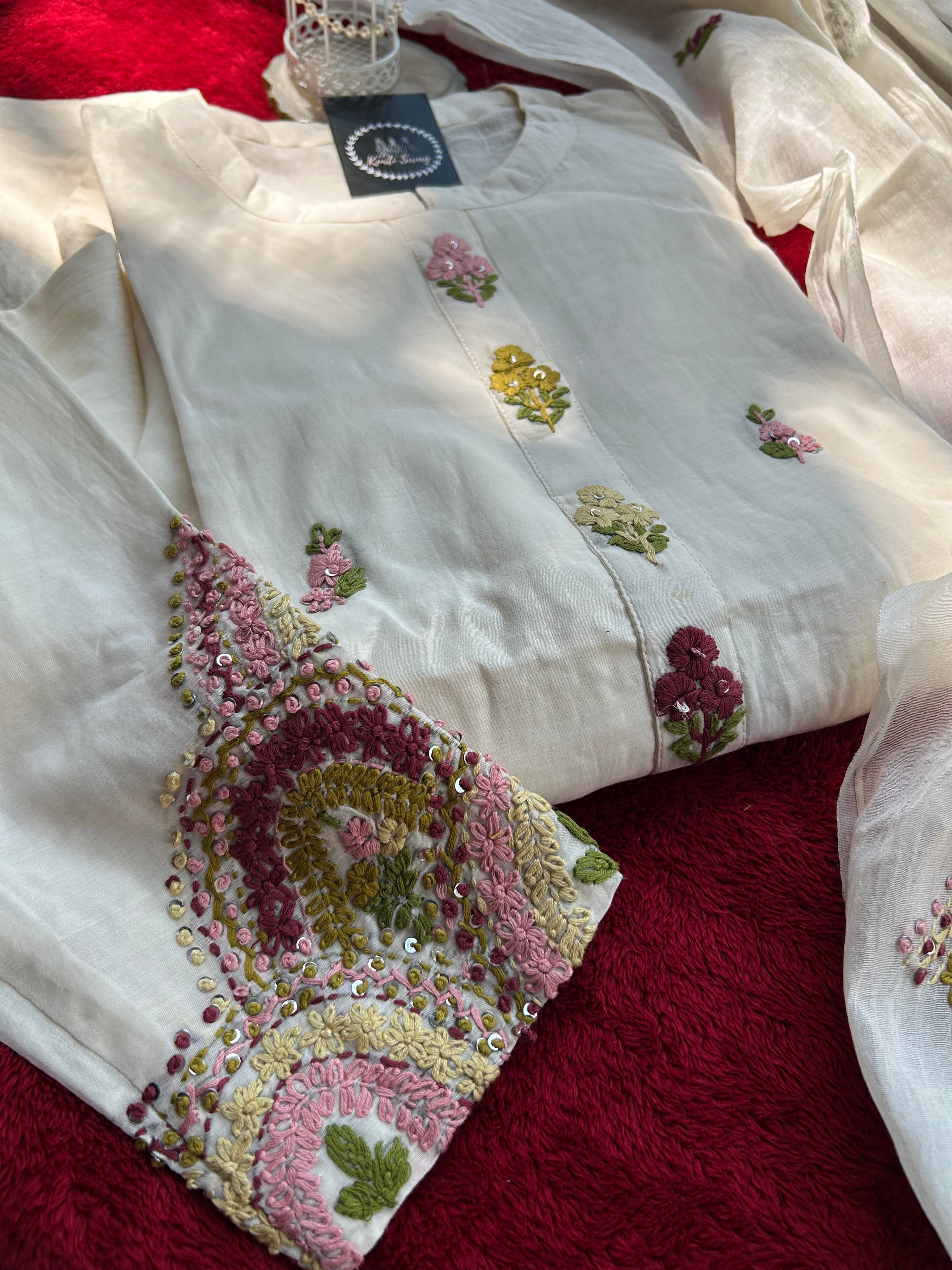 “NUPUR” Mul Chanderi Thread Embroidered Suit Set ✨♥️ | KurtiSwag