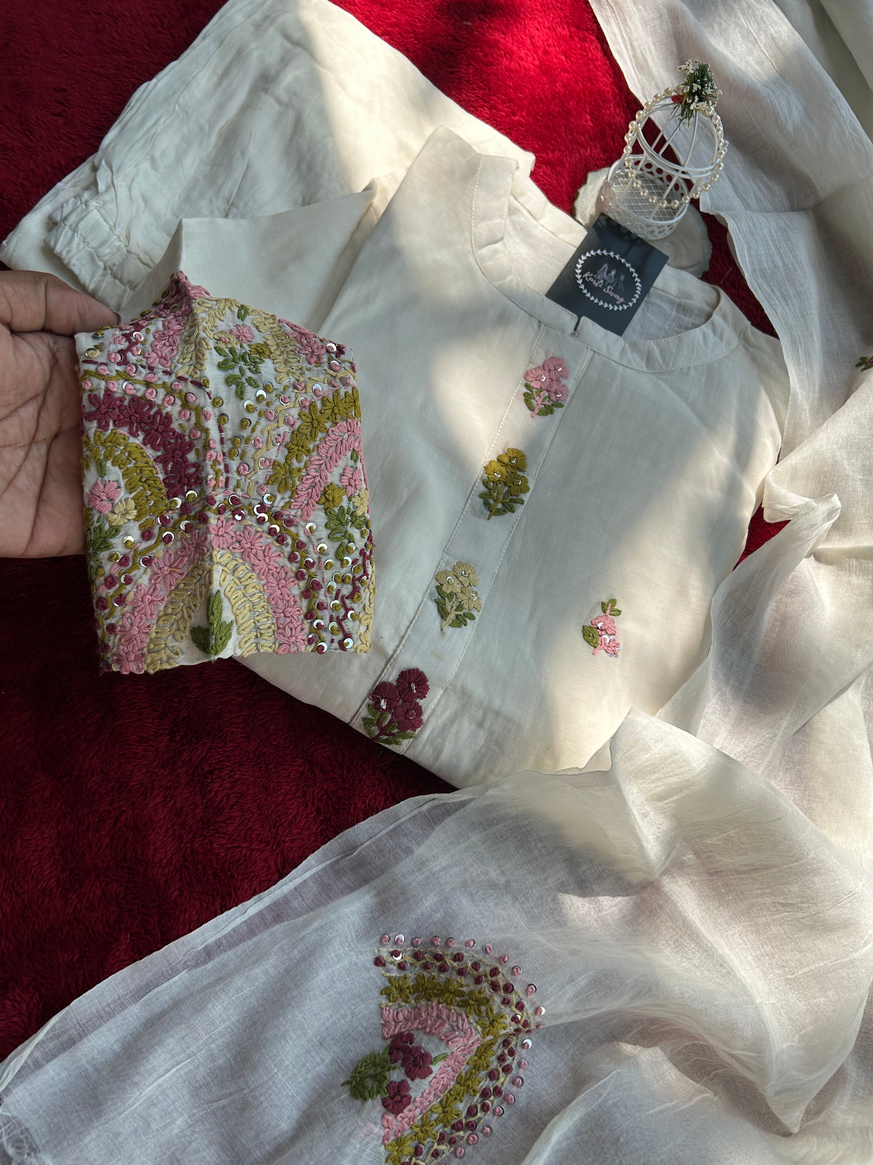 “NUPUR” Mul Chanderi Thread Embroidered Suit Set ✨♥️ | KurtiSwag