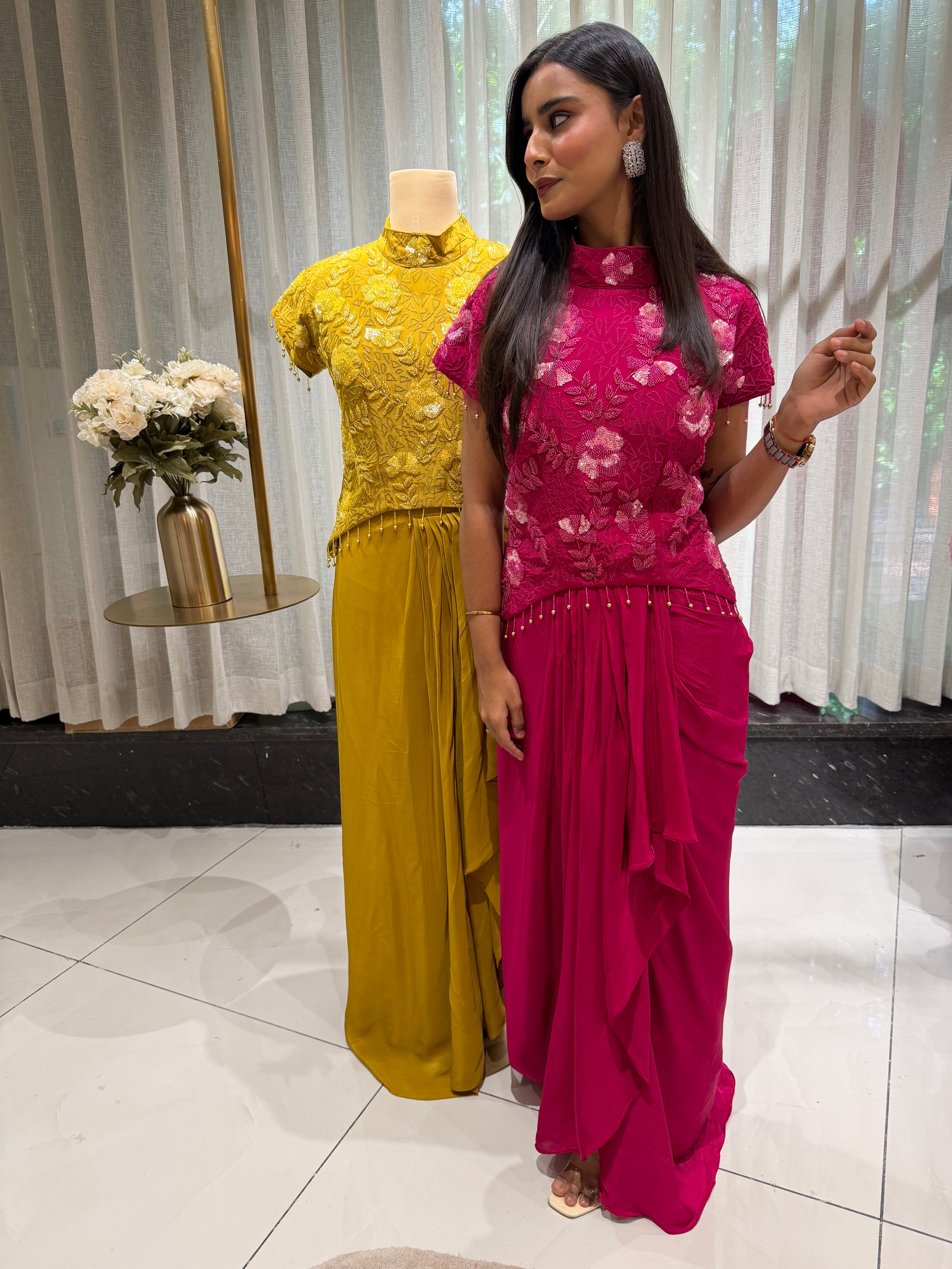 “RUMA” Indo Western Croptop & Drape Skirt ✨ | KurtiSwag