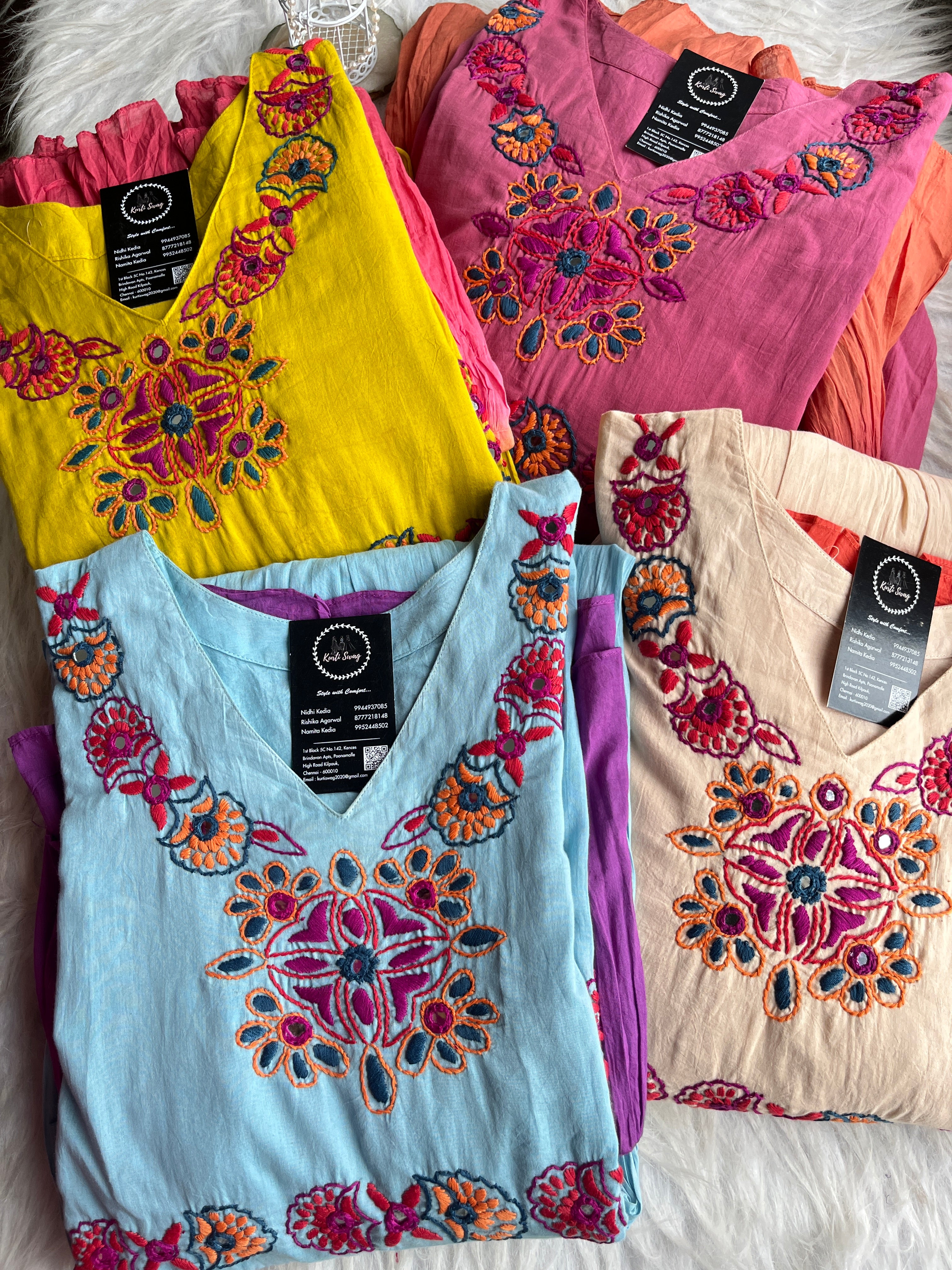 “HUNAR” Ombré Mul Cotton Mirror & Thread Handwork Flared Dress ✨💕💜 | KurtiSwag