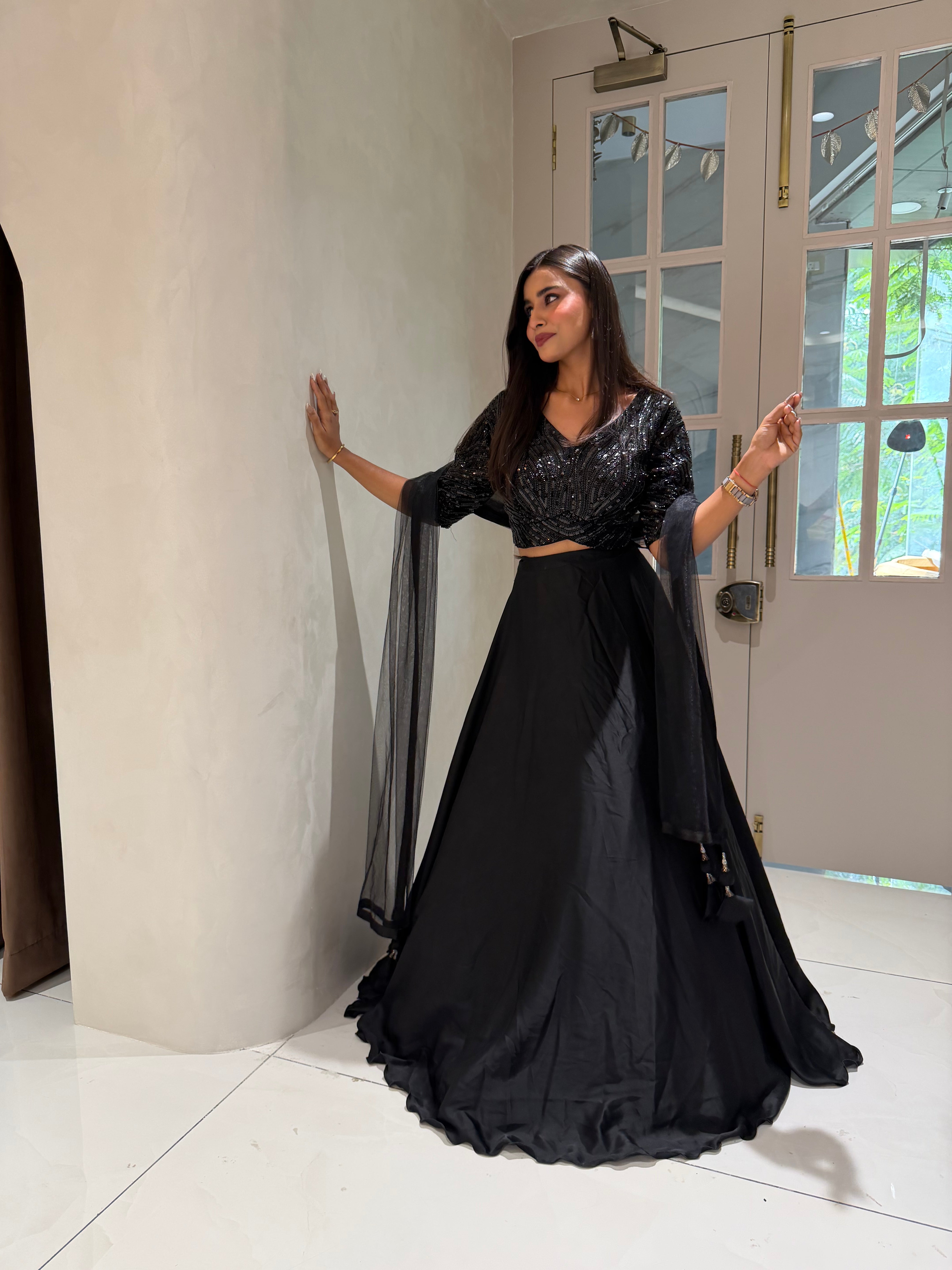“MIDNIGHT MUSE” Black Lehenga Set ✨ | KurtiSwag