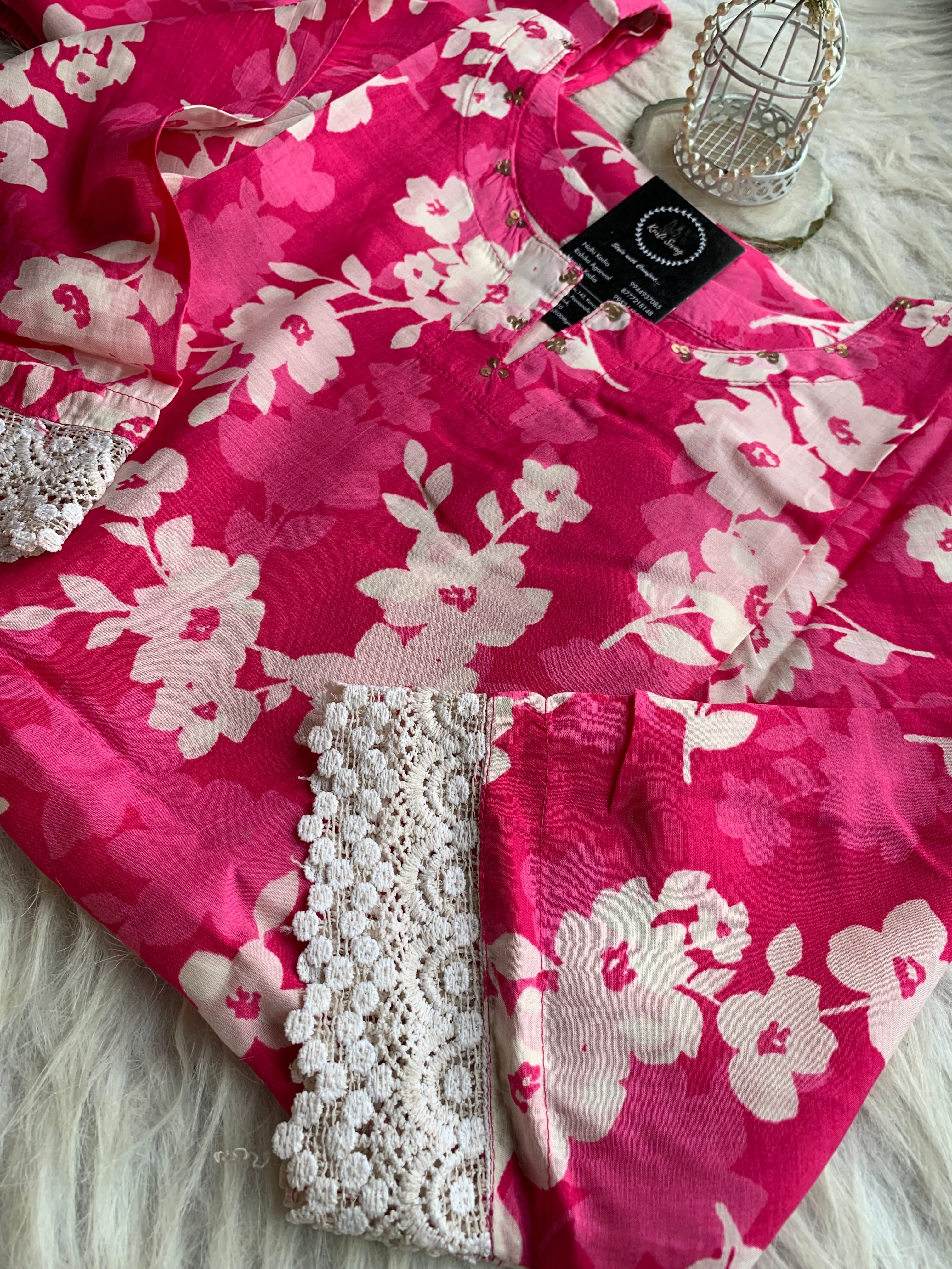 “SUNAINA” Floral Muslin Kurta Pant Set ✨ | KurtiSwag