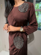 “ROSES” Indowestern Dress In Brown ✨ | KurtiSwag